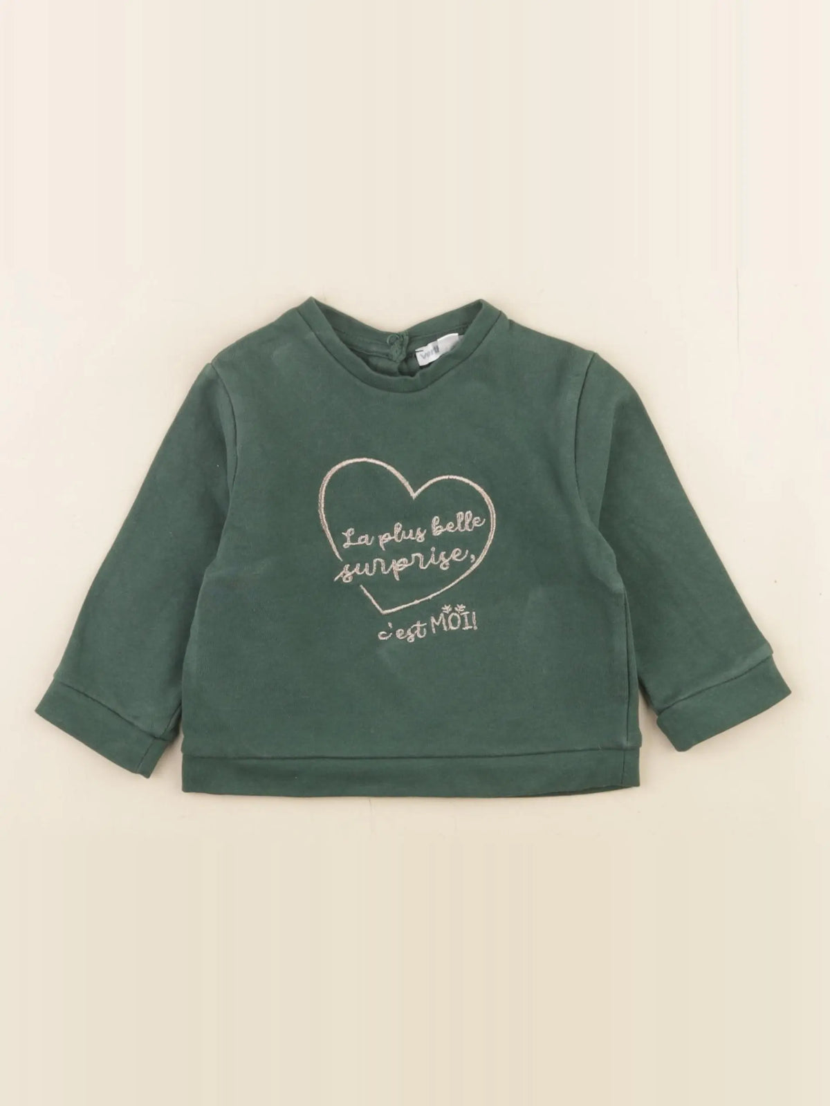 Vertbaudet - sweat vert - 6 mois