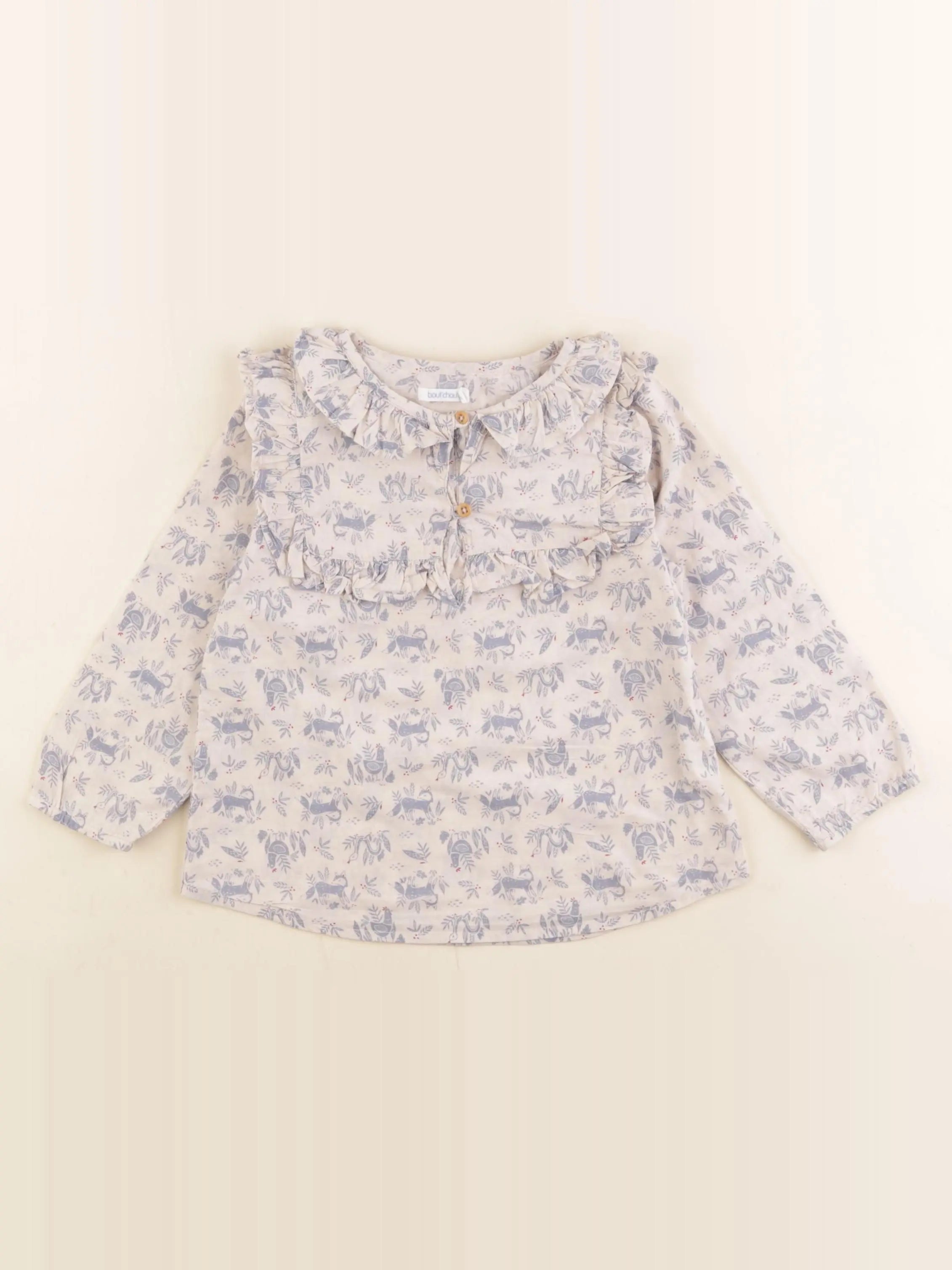 Boutchou - blouse bleu, gris - 36 mois