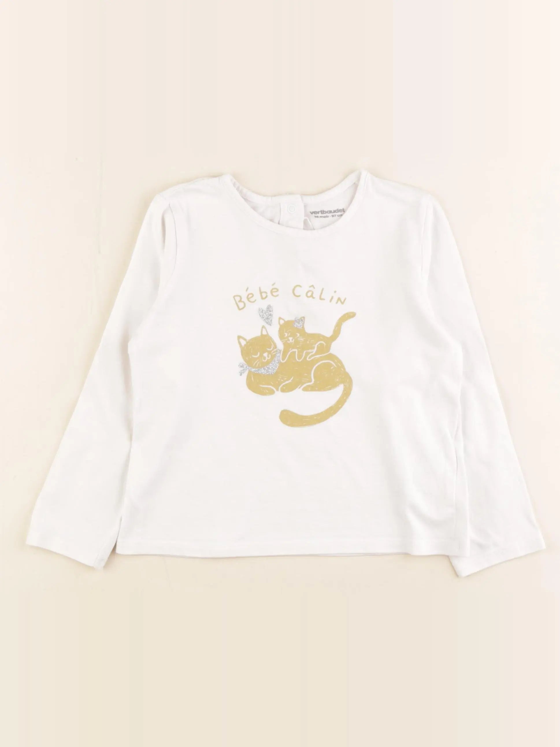 Vertbaudet - tee-shirt beige - 36 mois