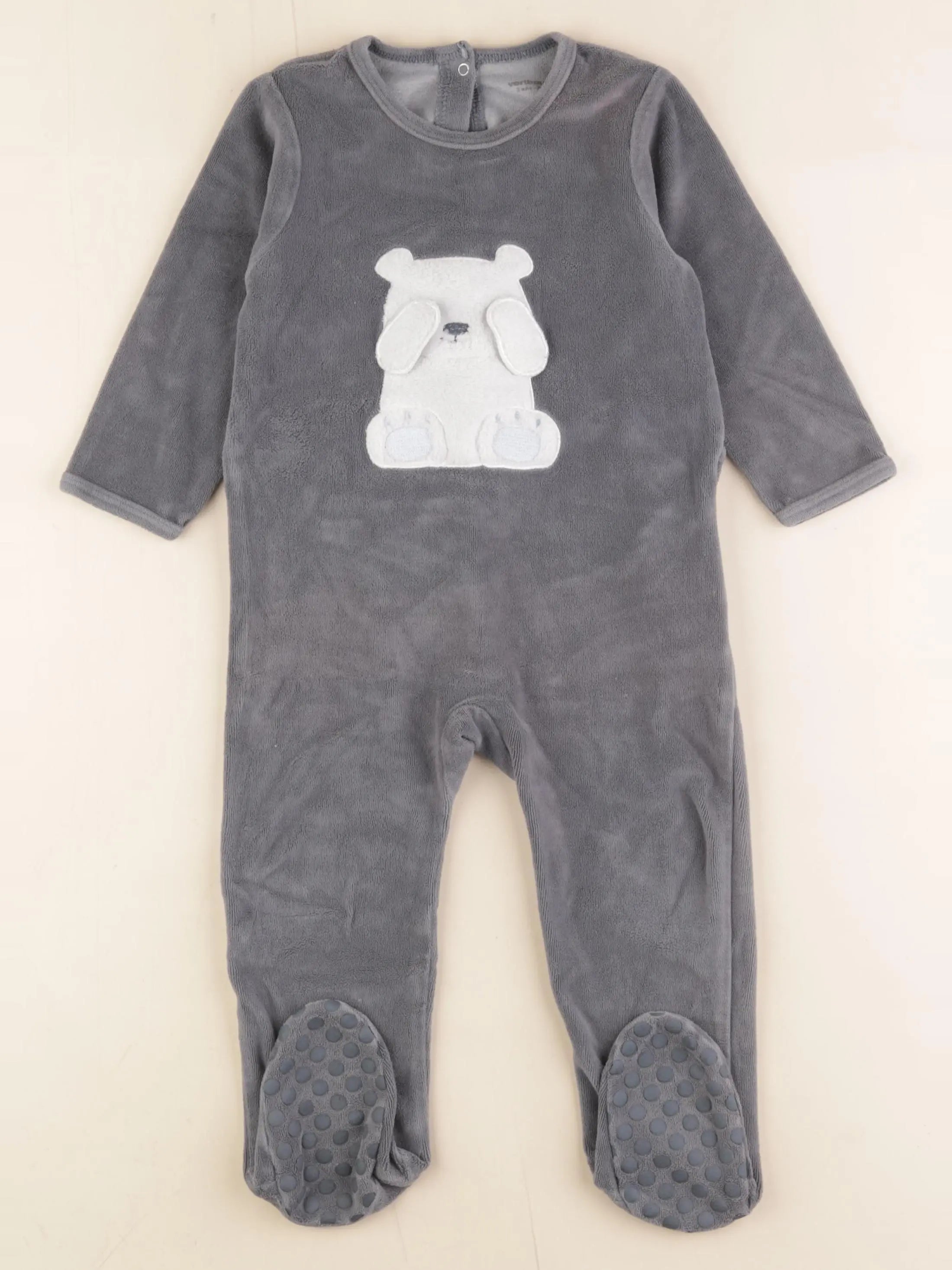 Vertbaudet - pyjama velours taupe - 24 mois