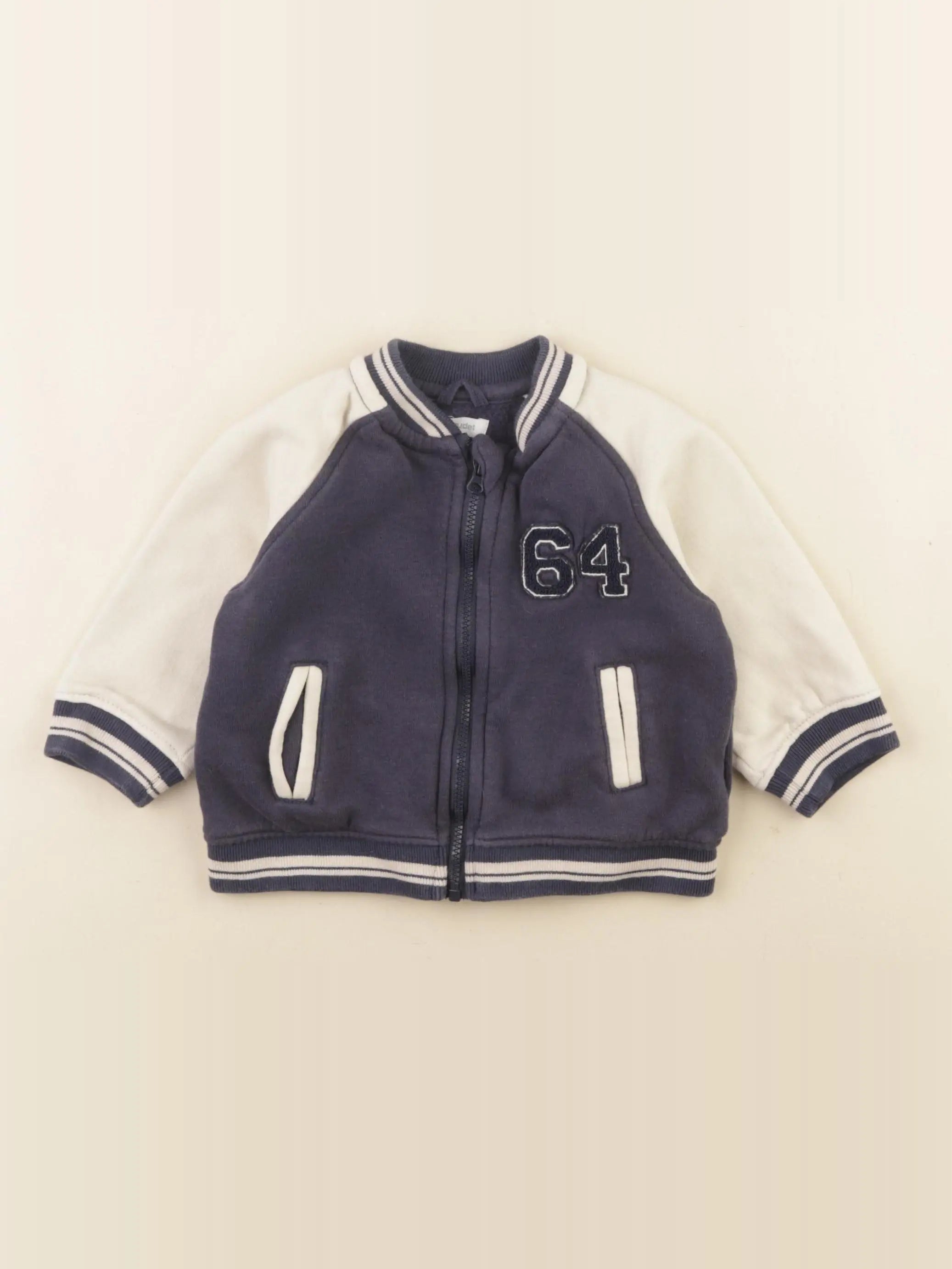 Vertbaudet - veste bleu, blanc - 12 mois