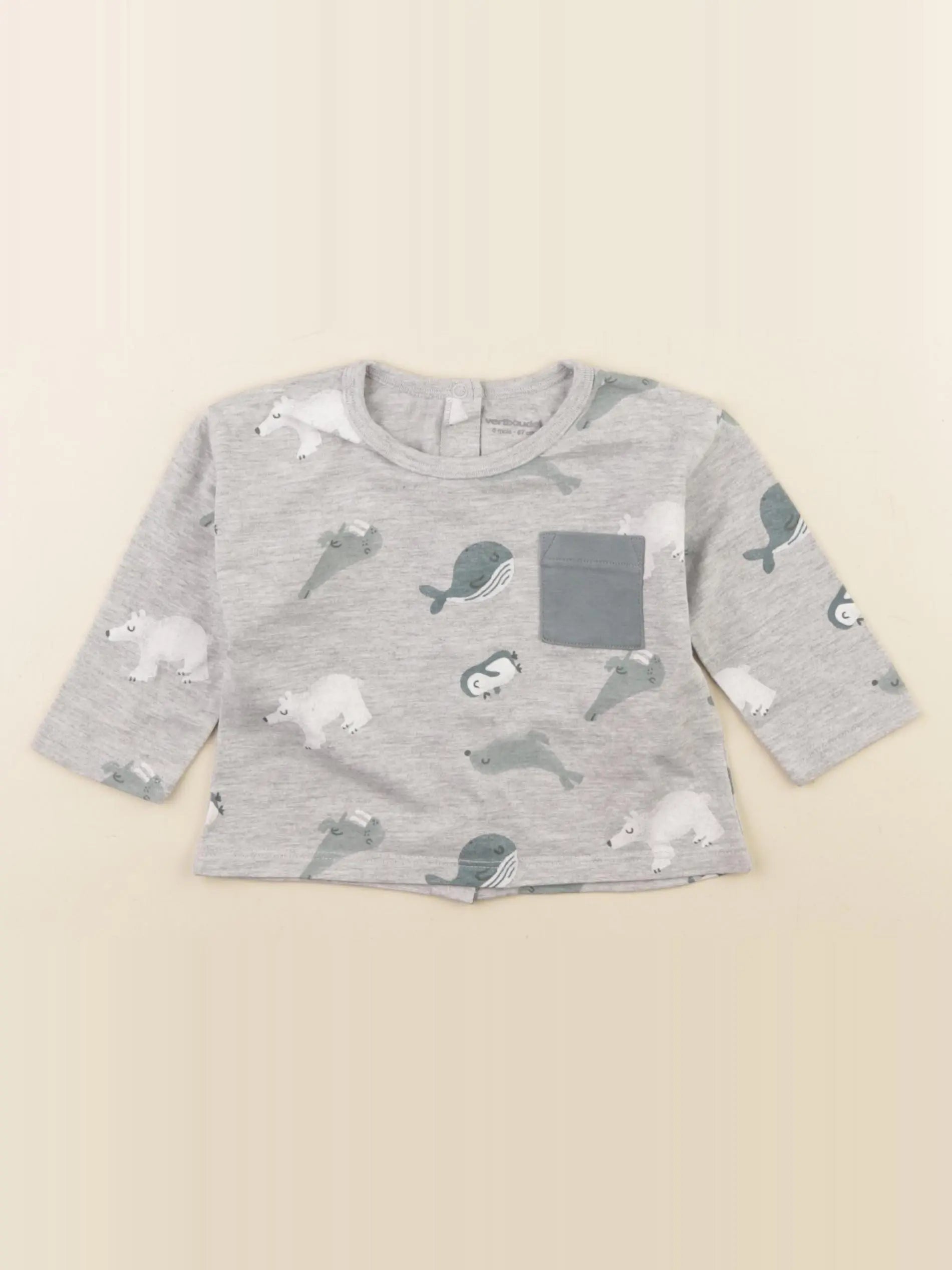 Vertbaudet - tee-shirt gris - 6 mois