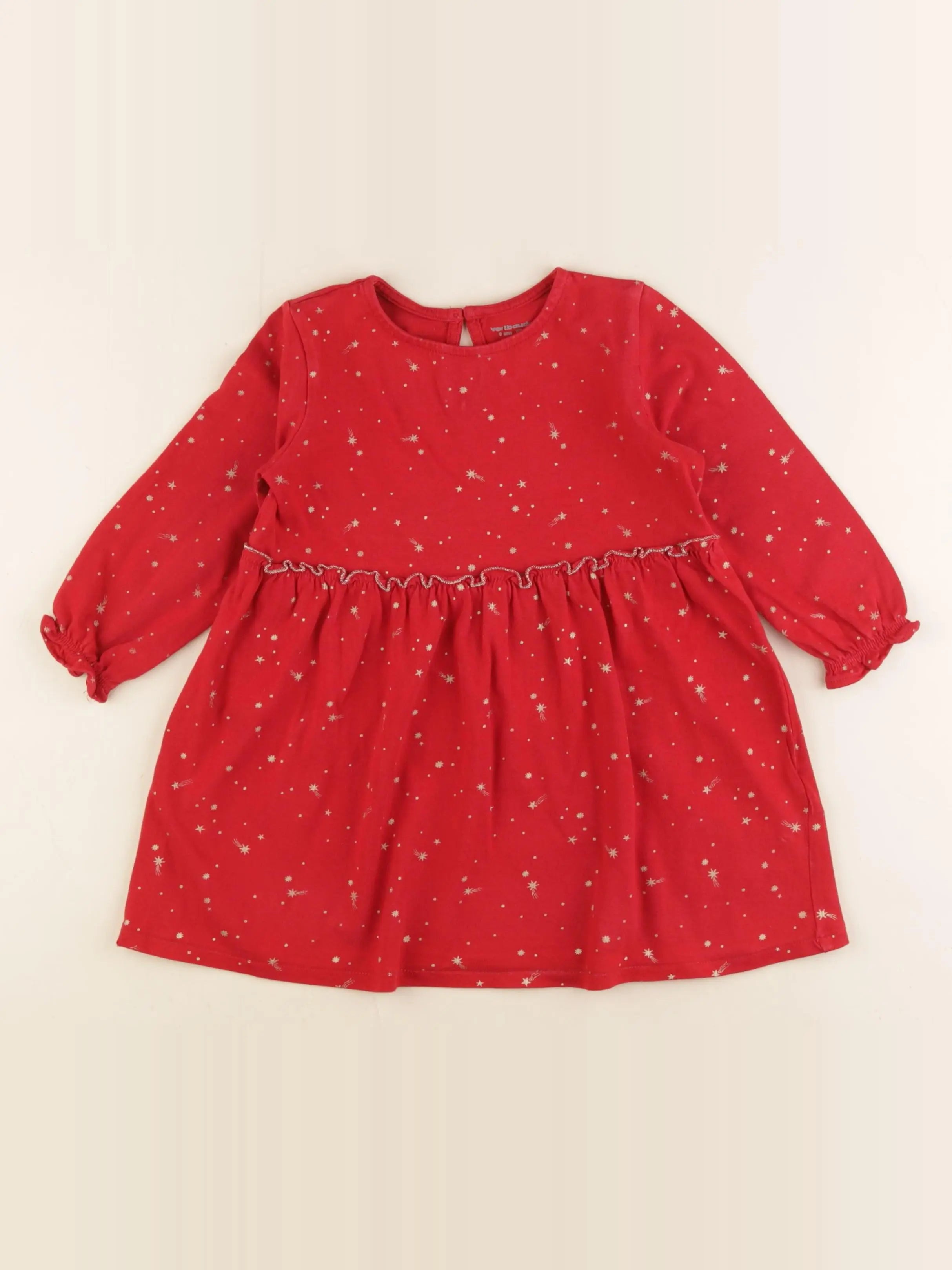 Vertbaudet - robe rouge, or - 3 ans
