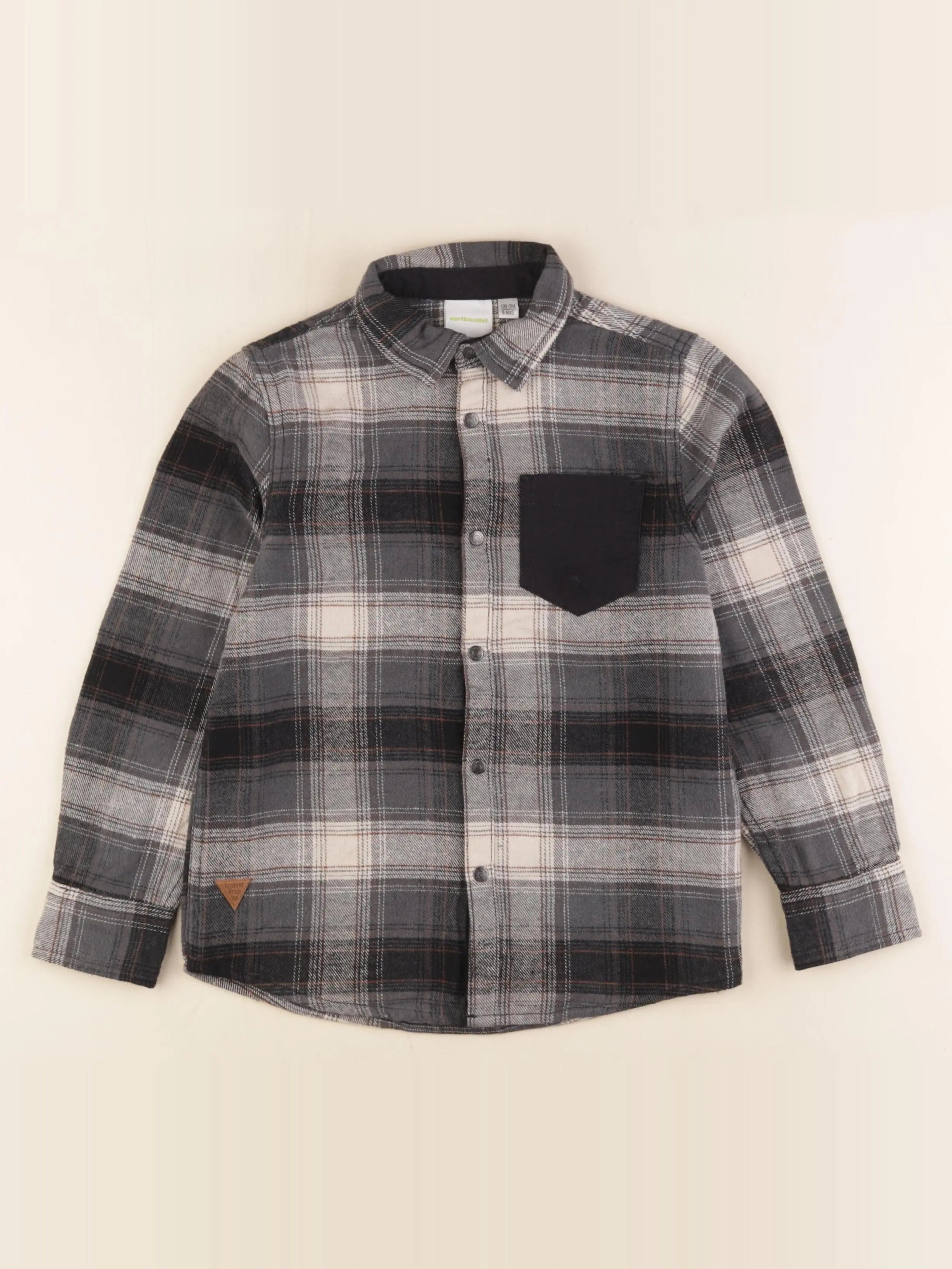 Vertbaudet - chemise gris - 8 ans