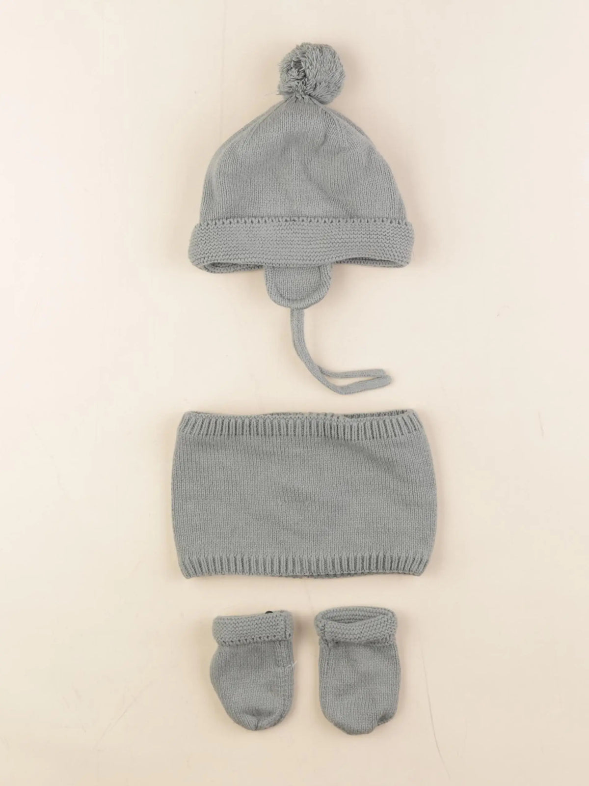 Vertbaudet - ensemble bonnet/moufles/tour de cou vert - 12/18 mois