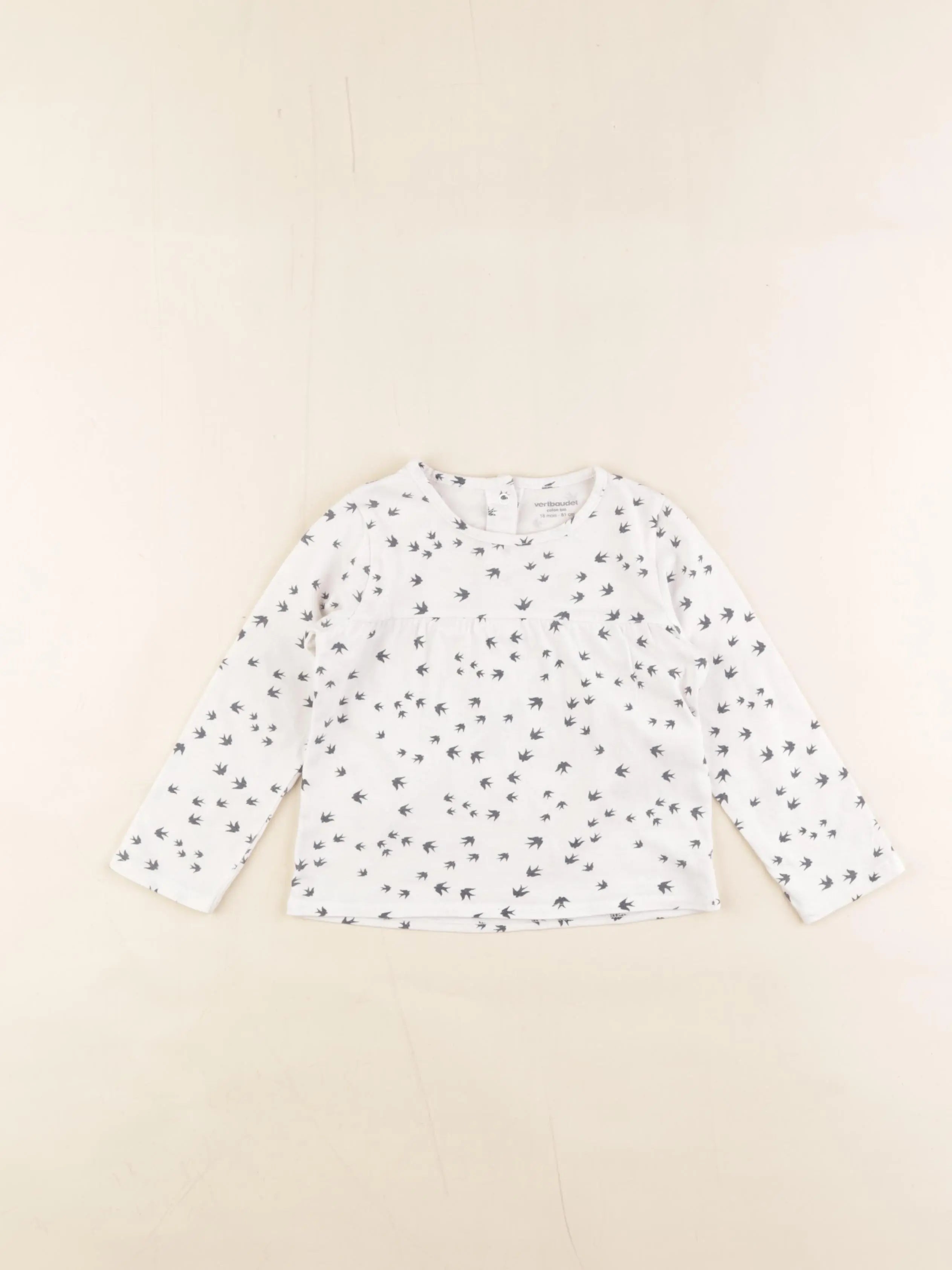 Vertbaudet - tee-shirt blanc, bleu - 18 mois
