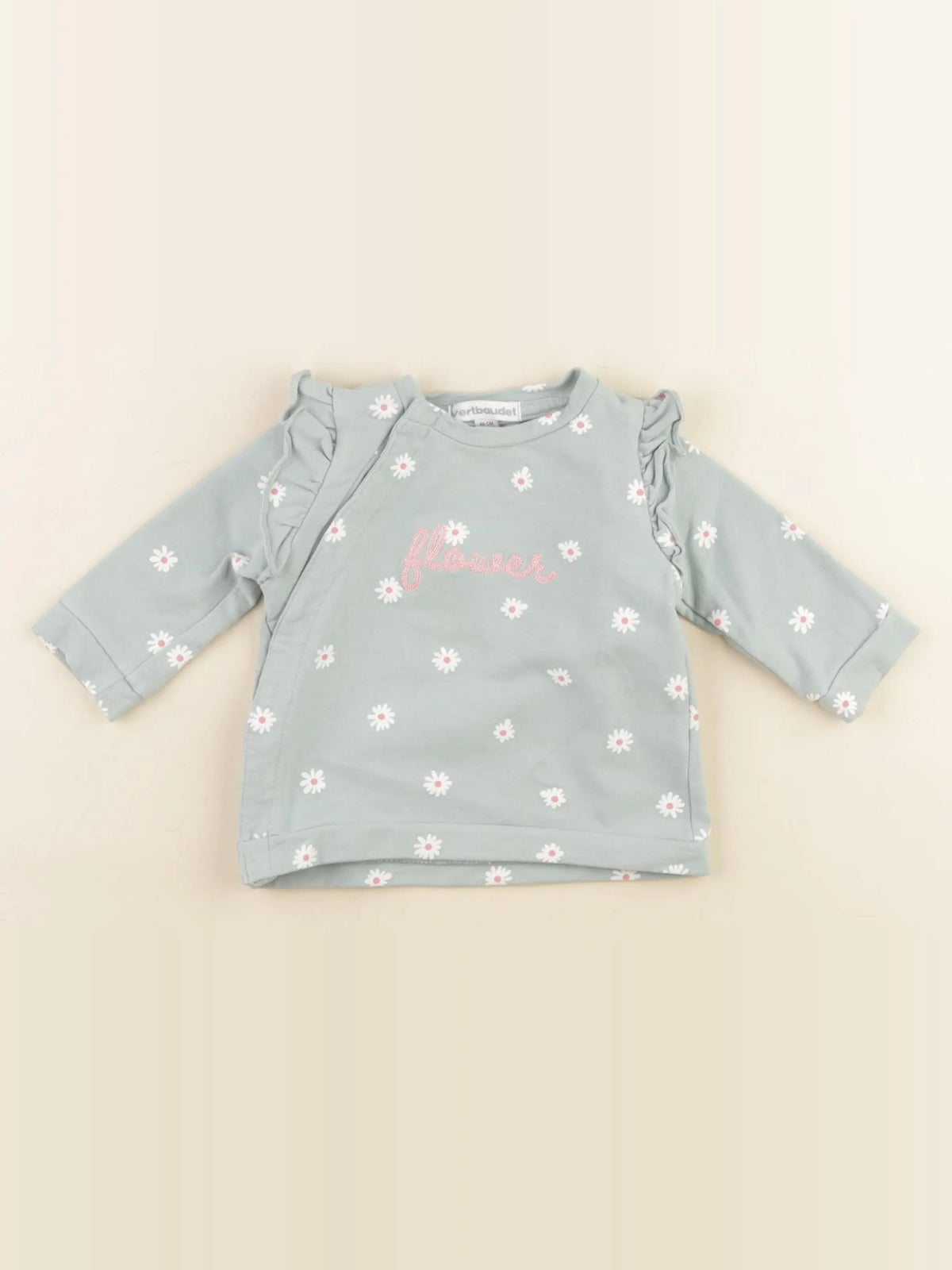 Vertbaudet - sweat vert - 3 mois