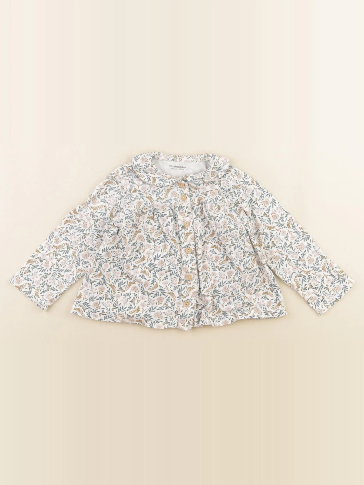 Vertbaudet - tee-shirt blanc, vert - 24 mois