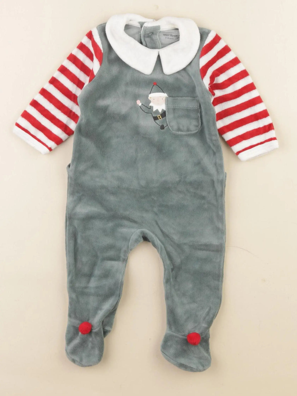 Vertbaudet - pyjama velours multicolore - 3 mois