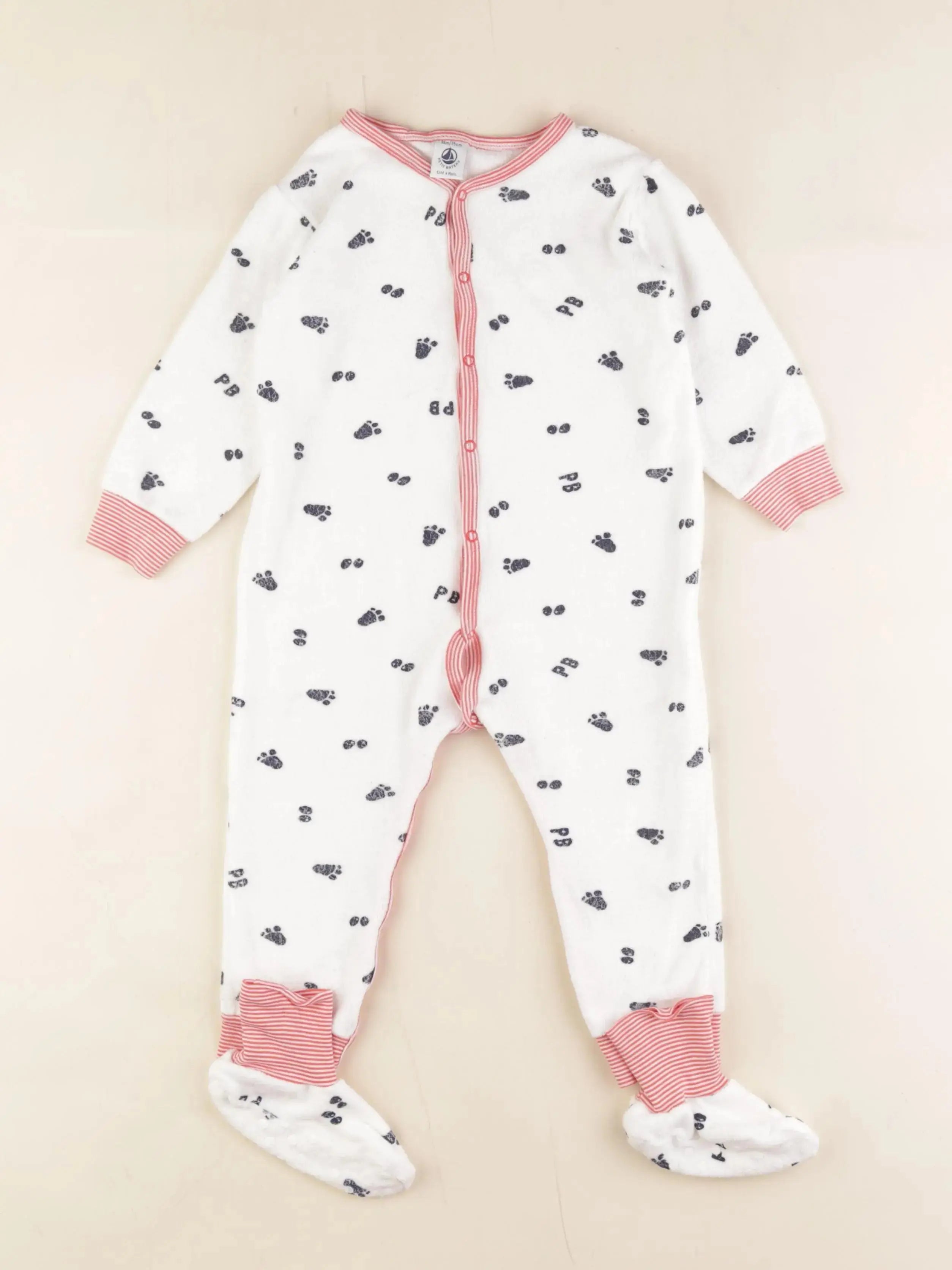 Petit Bateau - ensemble coton blanc, rouge - 36 mois