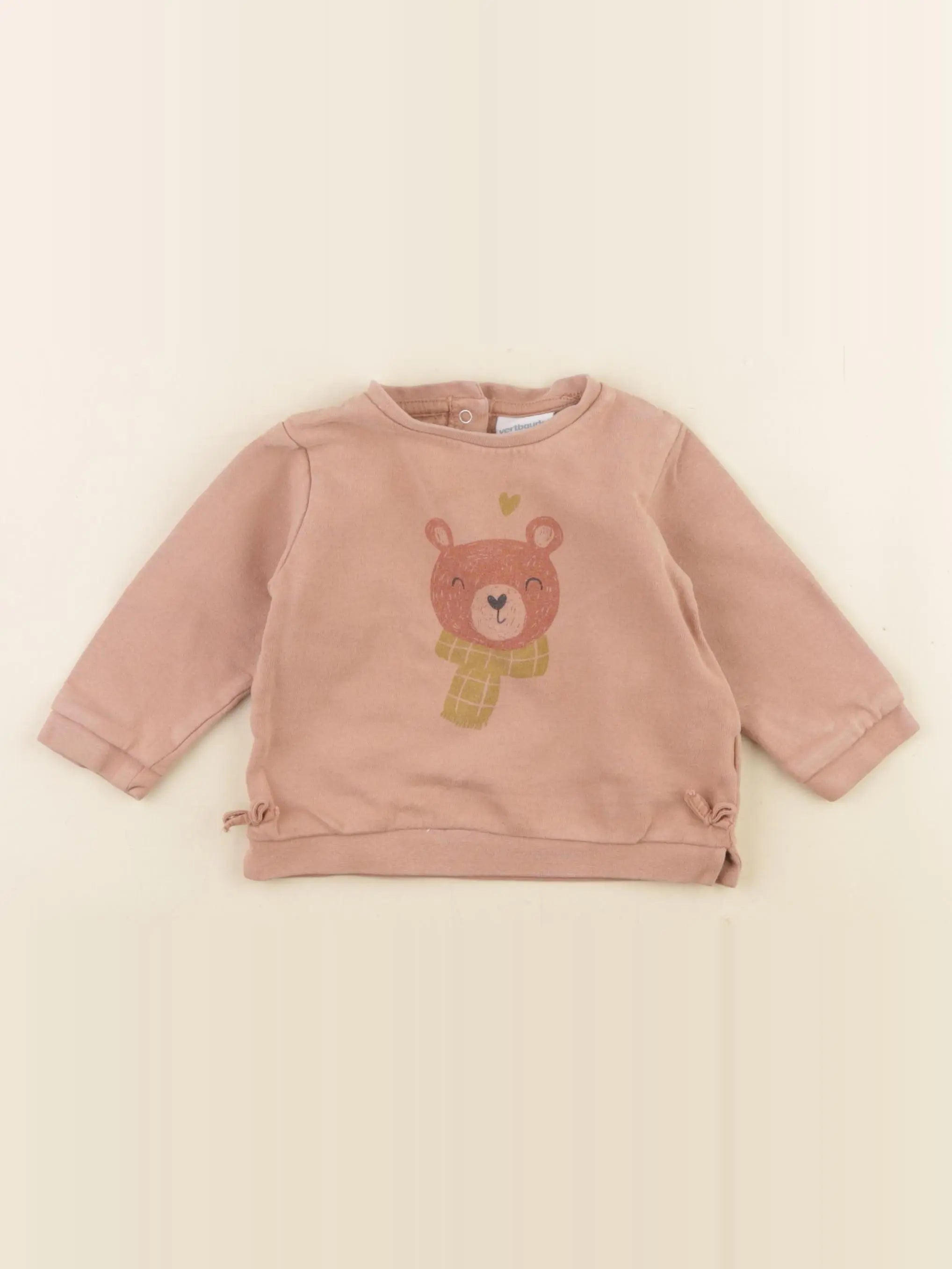 Vertbaudet - sweat rose - 12 mois