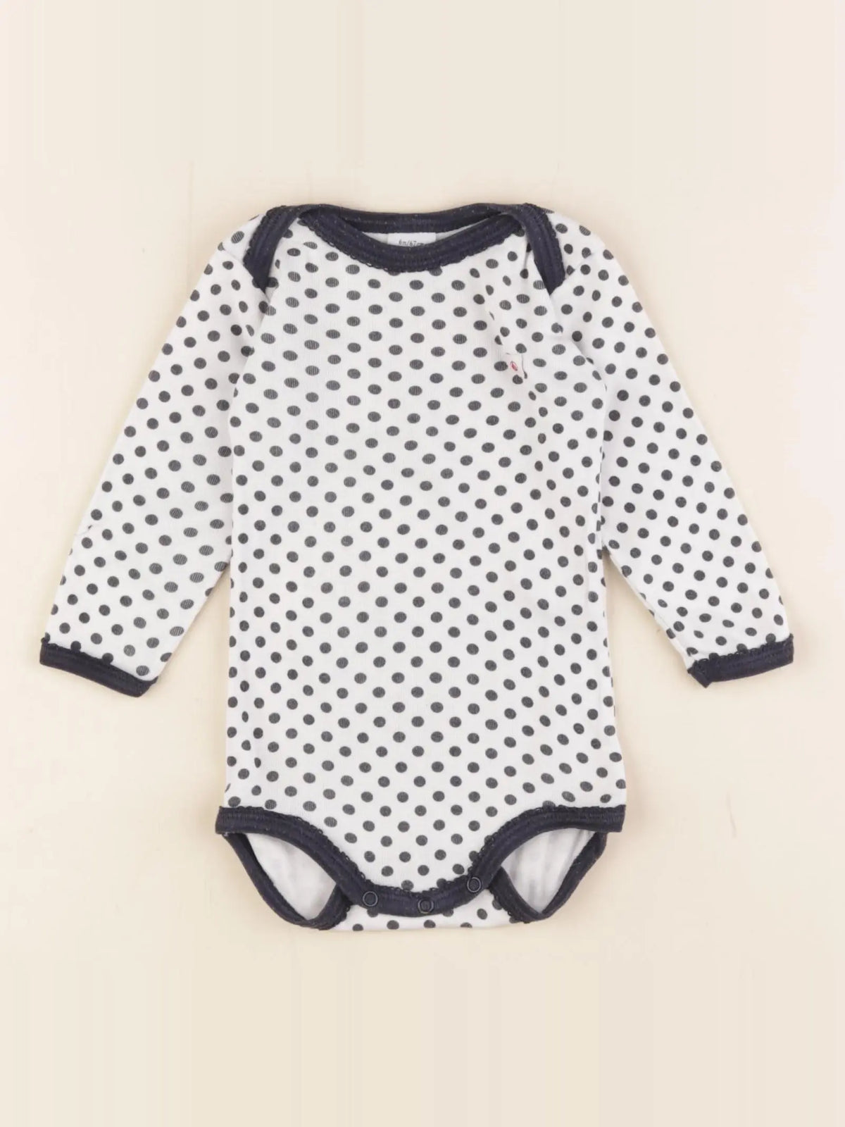 Petit Bateau - body blanc, bleu - 6 mois