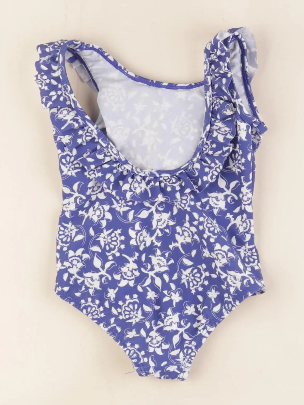Vertbaudet - maillot de bain bleu, blanc - 12 mois