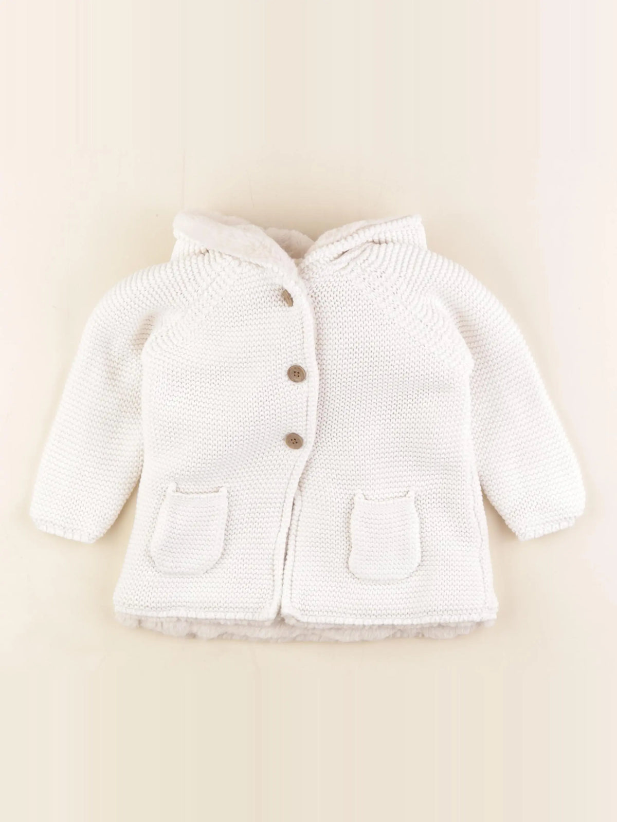 Vertbaudet - veste doublé beige, blanc - 18 mois