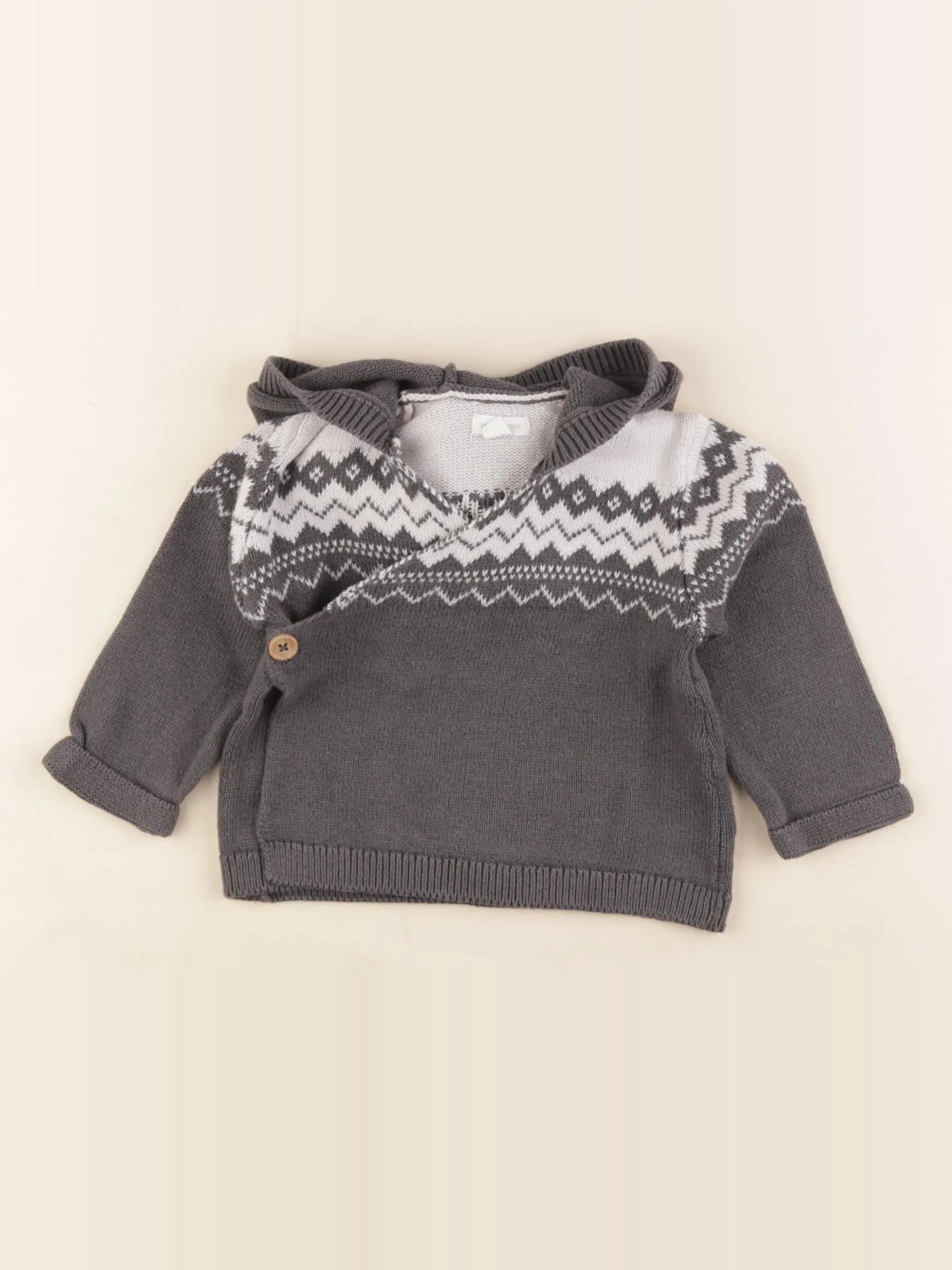 Vertbaudet - gilet gris - 12 mois