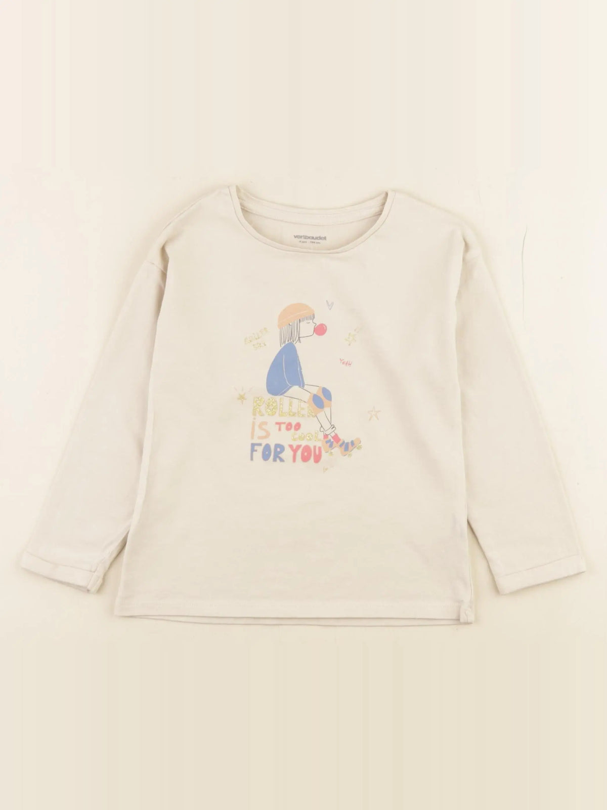 Vertbaudet - tee-shirt beige - 4 ans