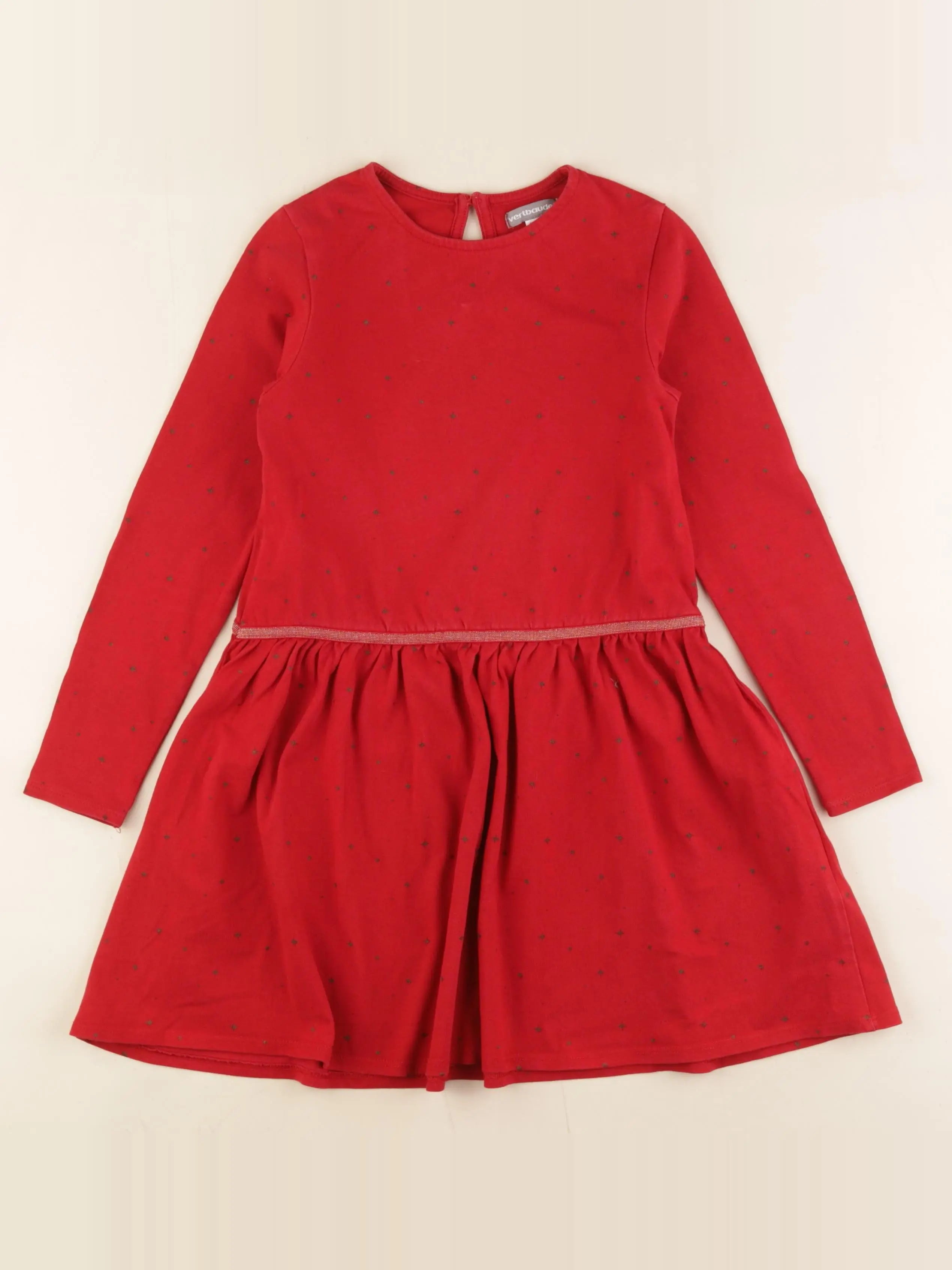 Vertbaudet - robe rouge, or - 8 ans