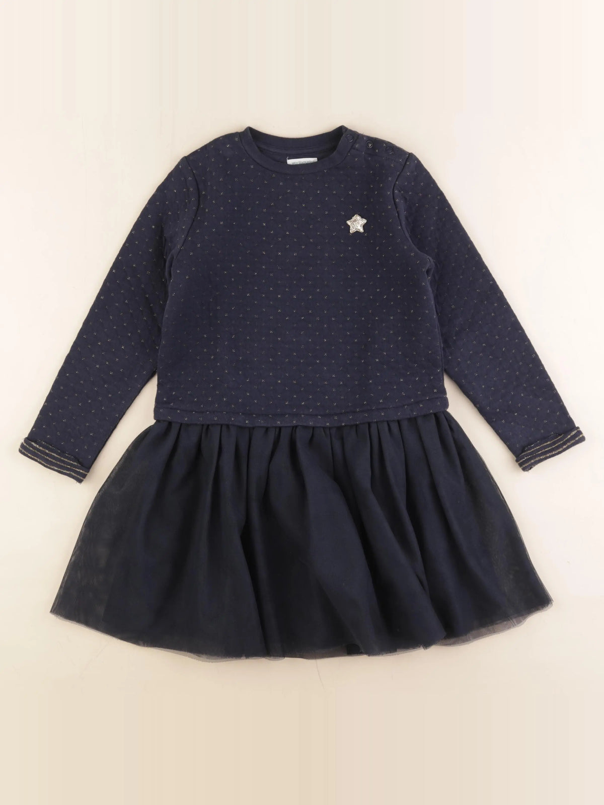 Vertbaudet - robe bleu, or - 7 ans