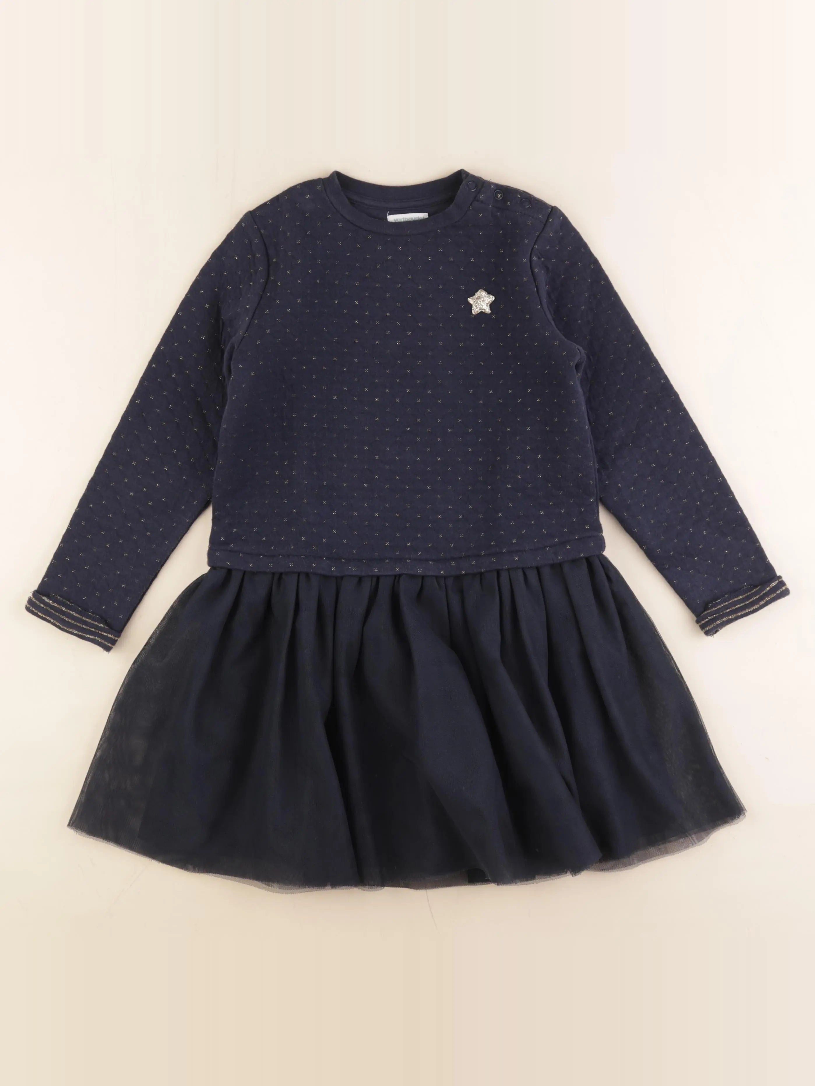 Vertbaudet - robe bleu, or - 7 ans