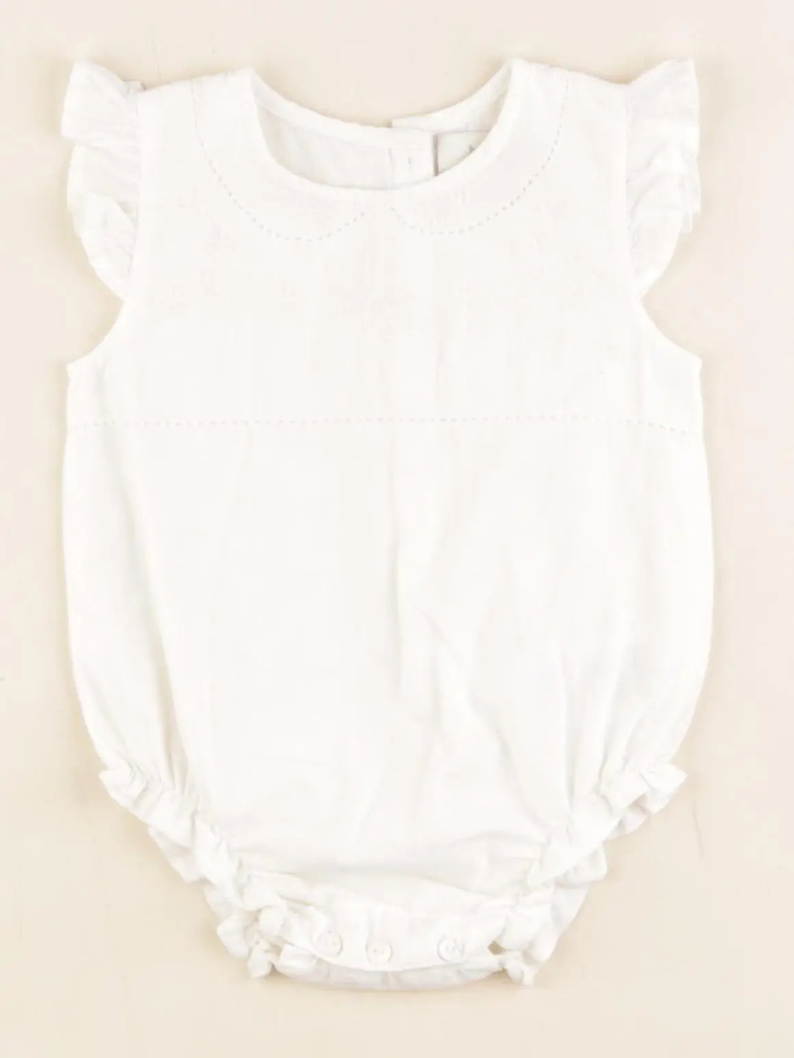 Bonnet à Pompon - combinaison blanc - 6 mois