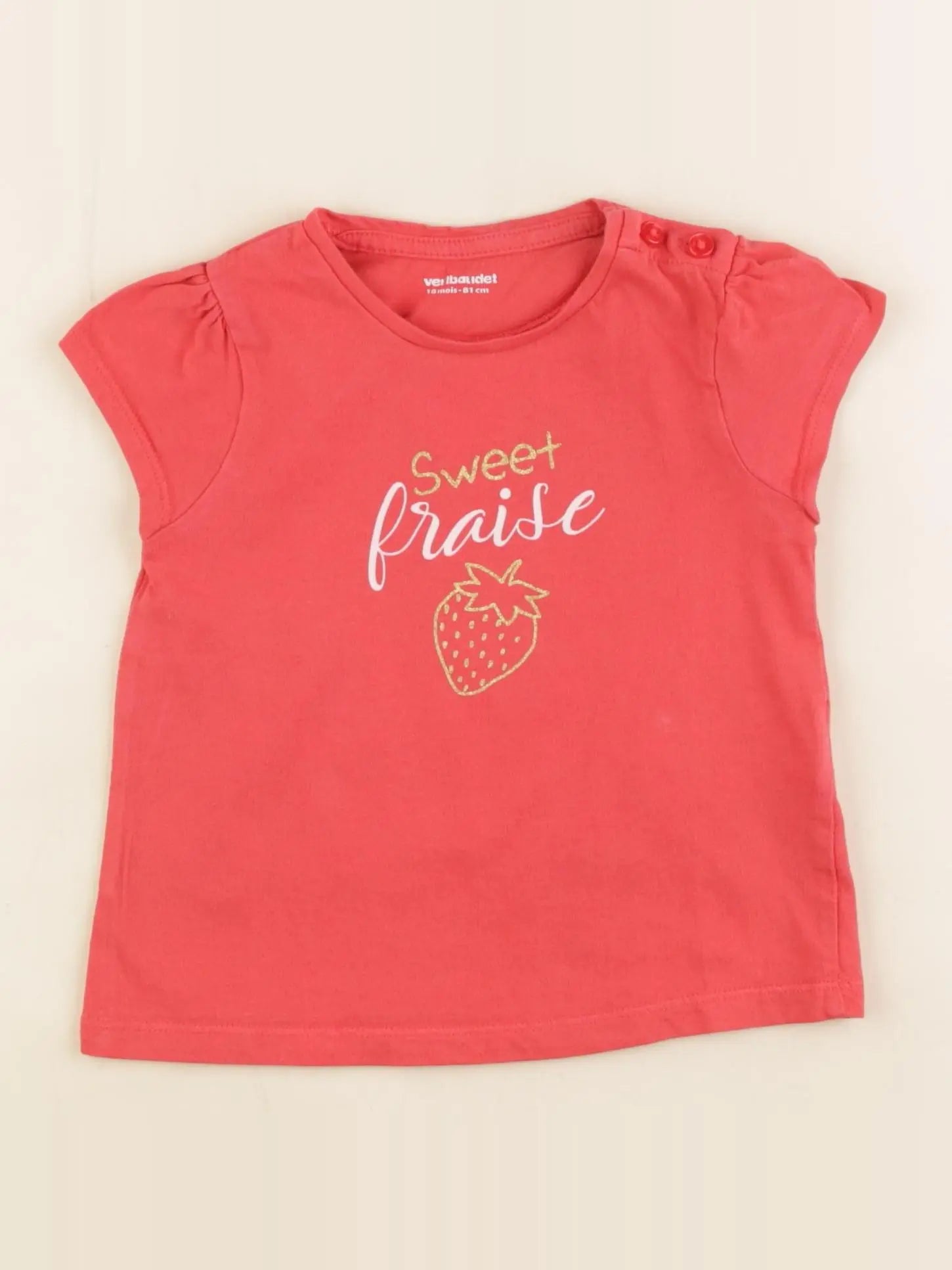 Vertbaudet - tee-shirt rouge - 18 mois