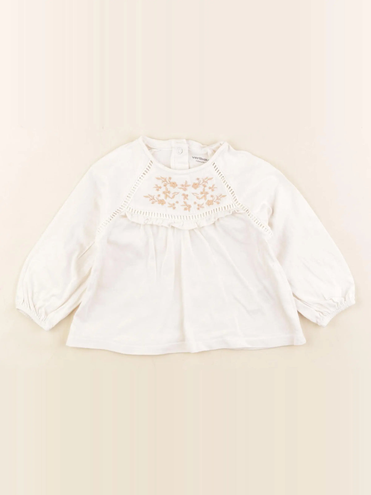 Vertbaudet - tee-shirt beige - 12 mois