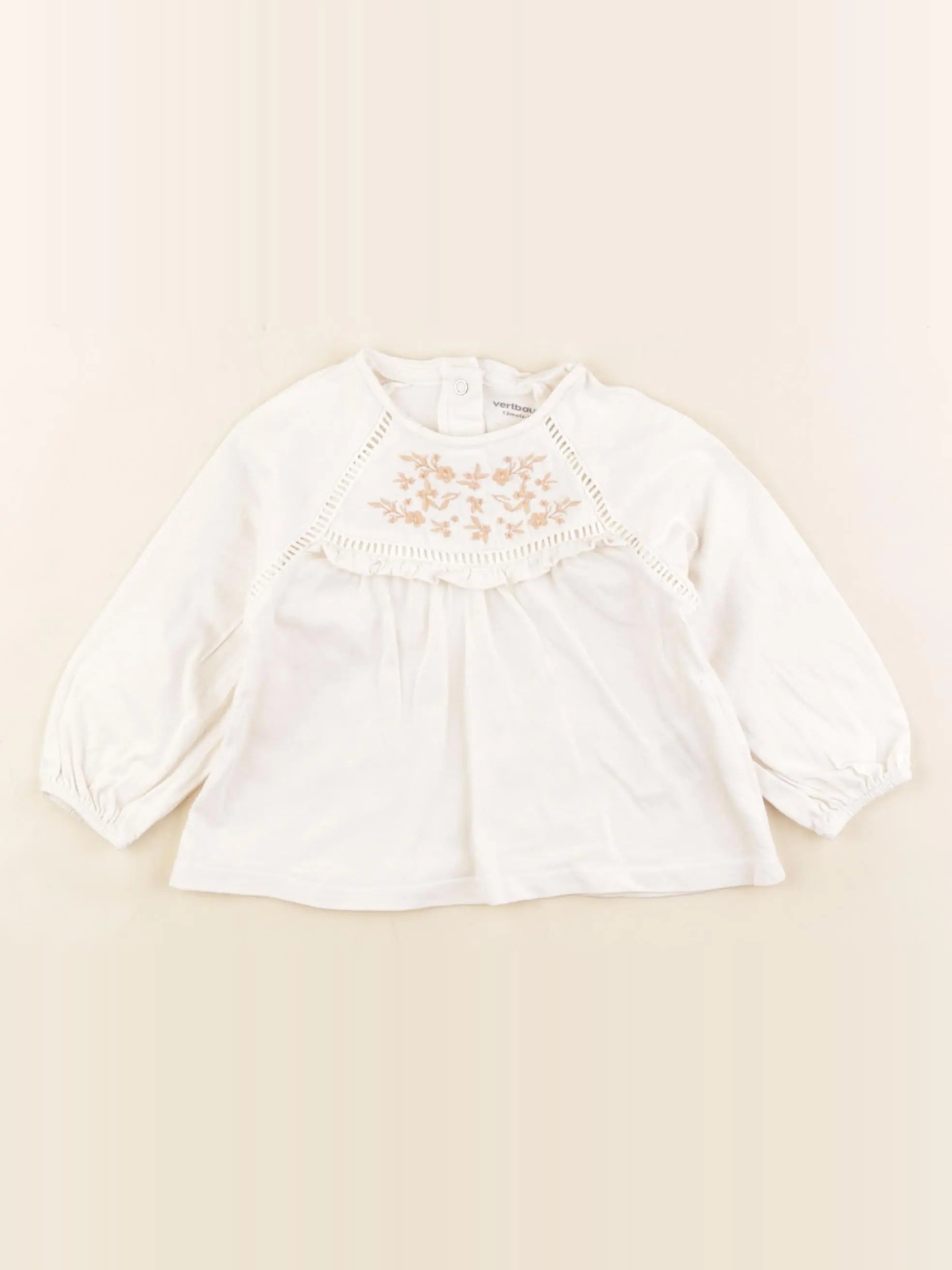 Vertbaudet - tee-shirt beige - 12 mois