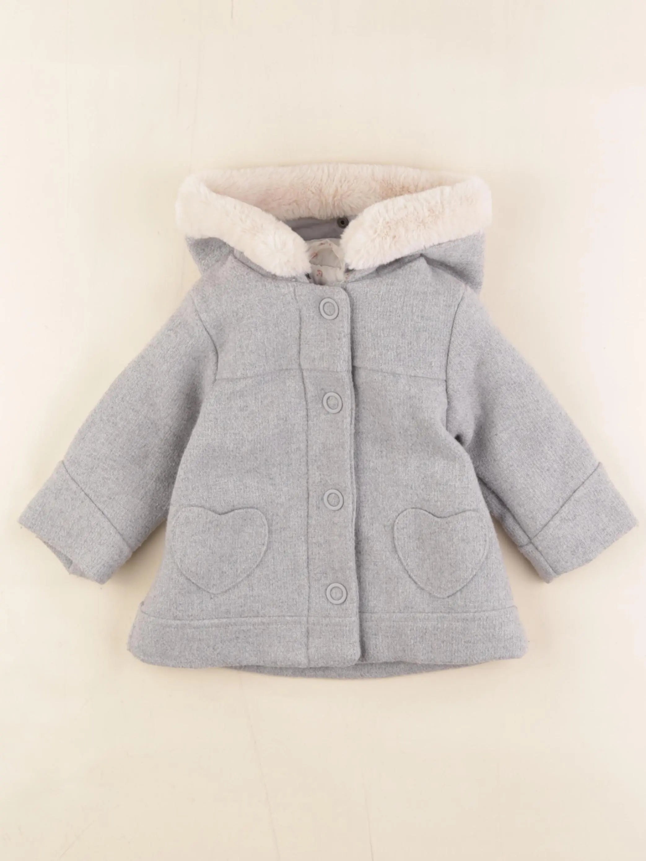Vertbaudet - manteau gris - 9 mois