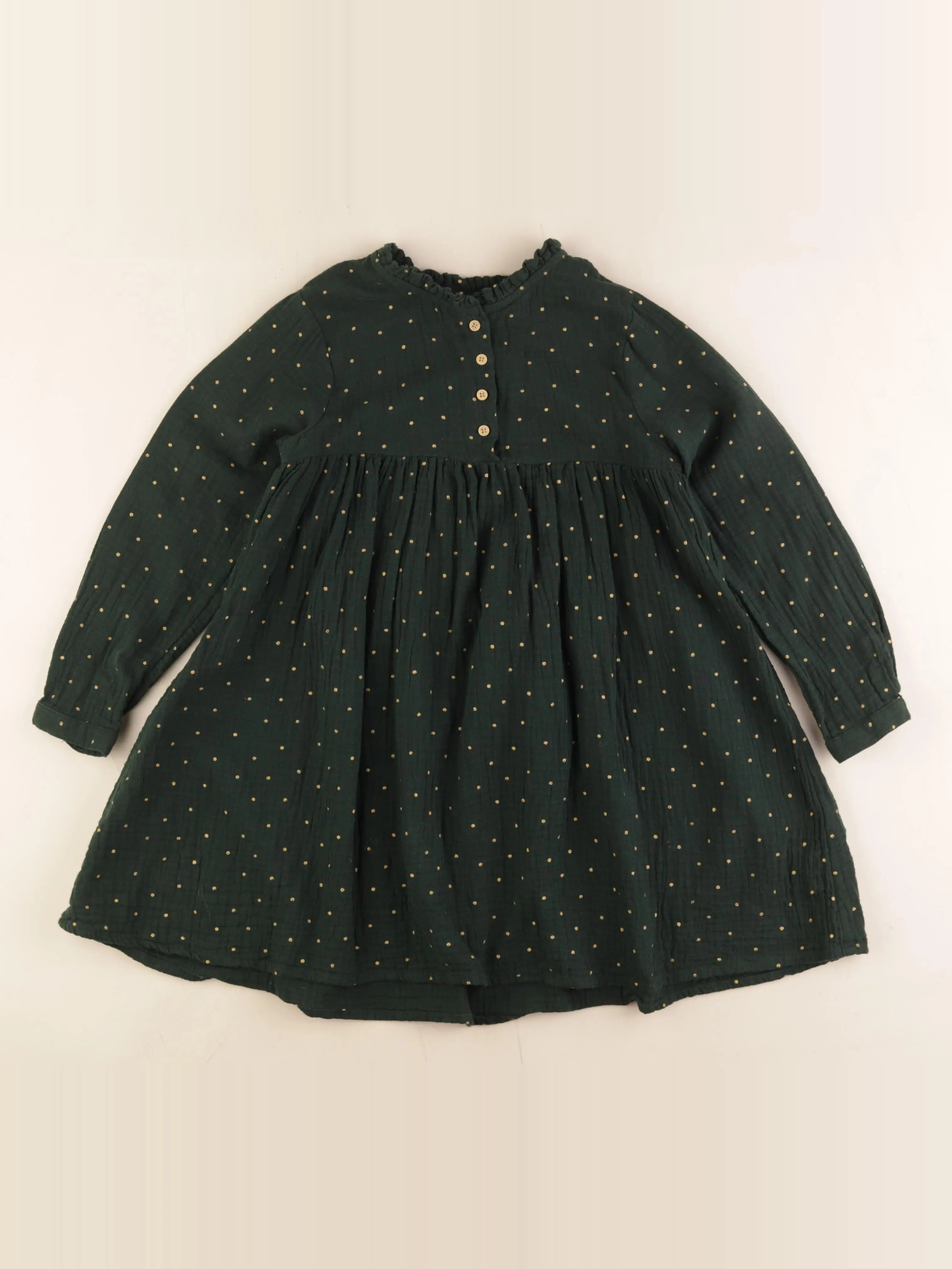 Vertbaudet - robe or, vert - 7 ans