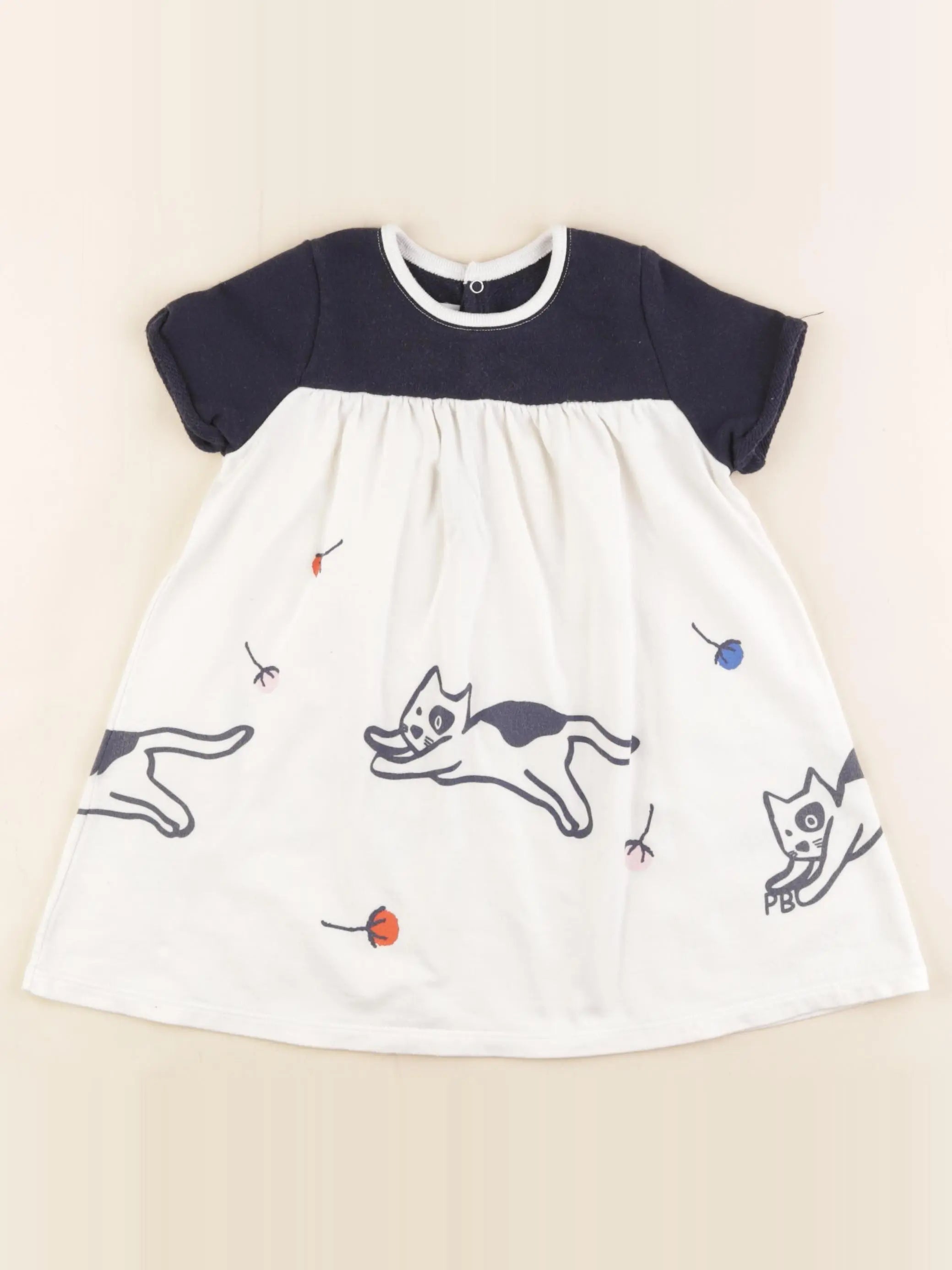 Petit Bateau - robe bleu, blanc - 24 mois