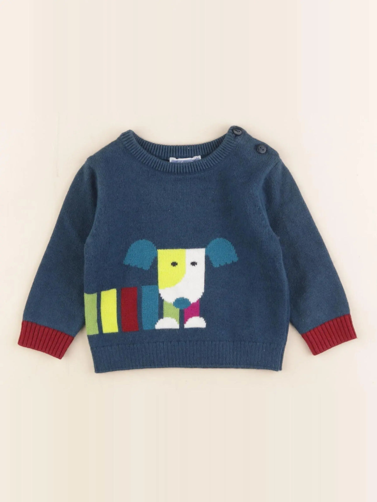 Jacadi - pull imprimé au dos bleu - 6 mois