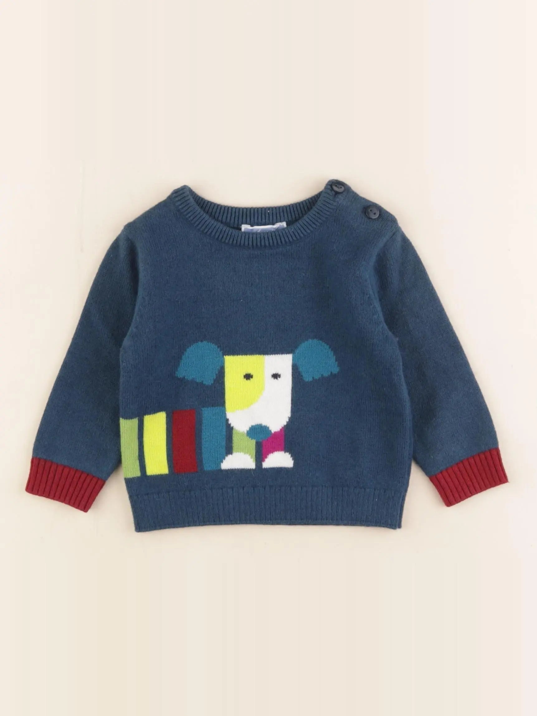 Jacadi - pull imprimé au dos bleu - 6 mois
