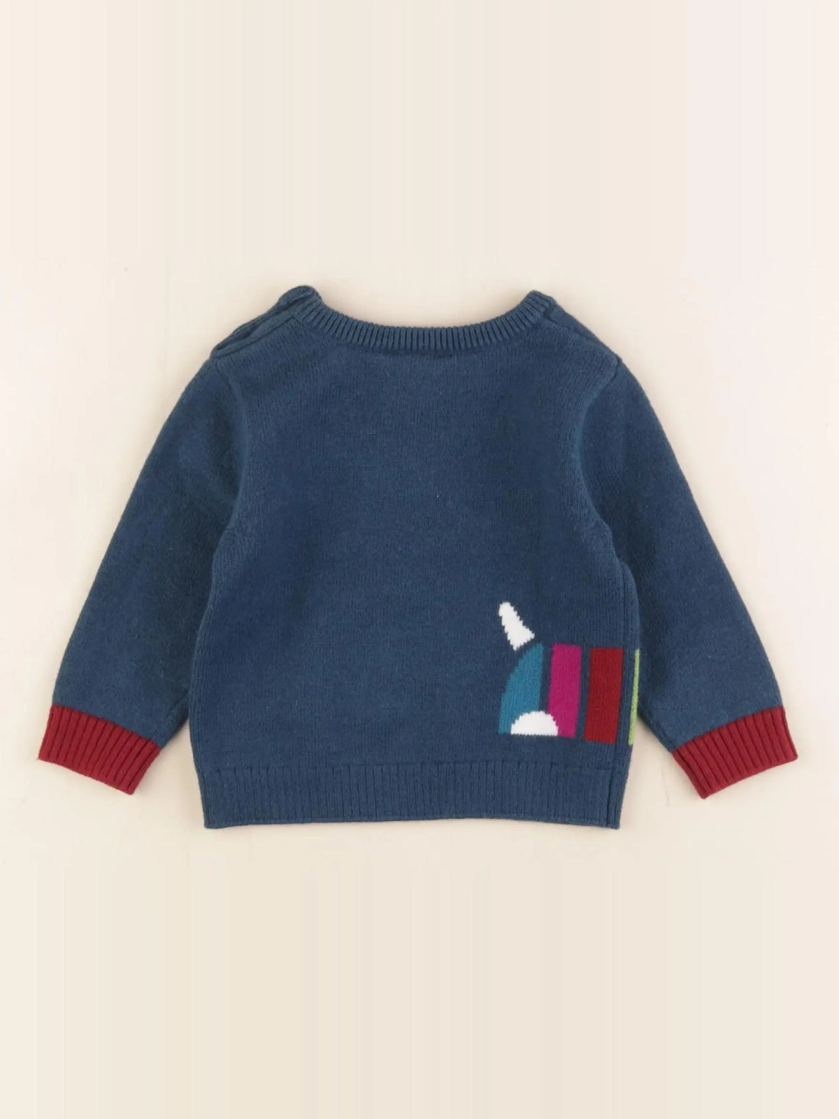 Jacadi - pull imprimé au dos bleu - 6 mois