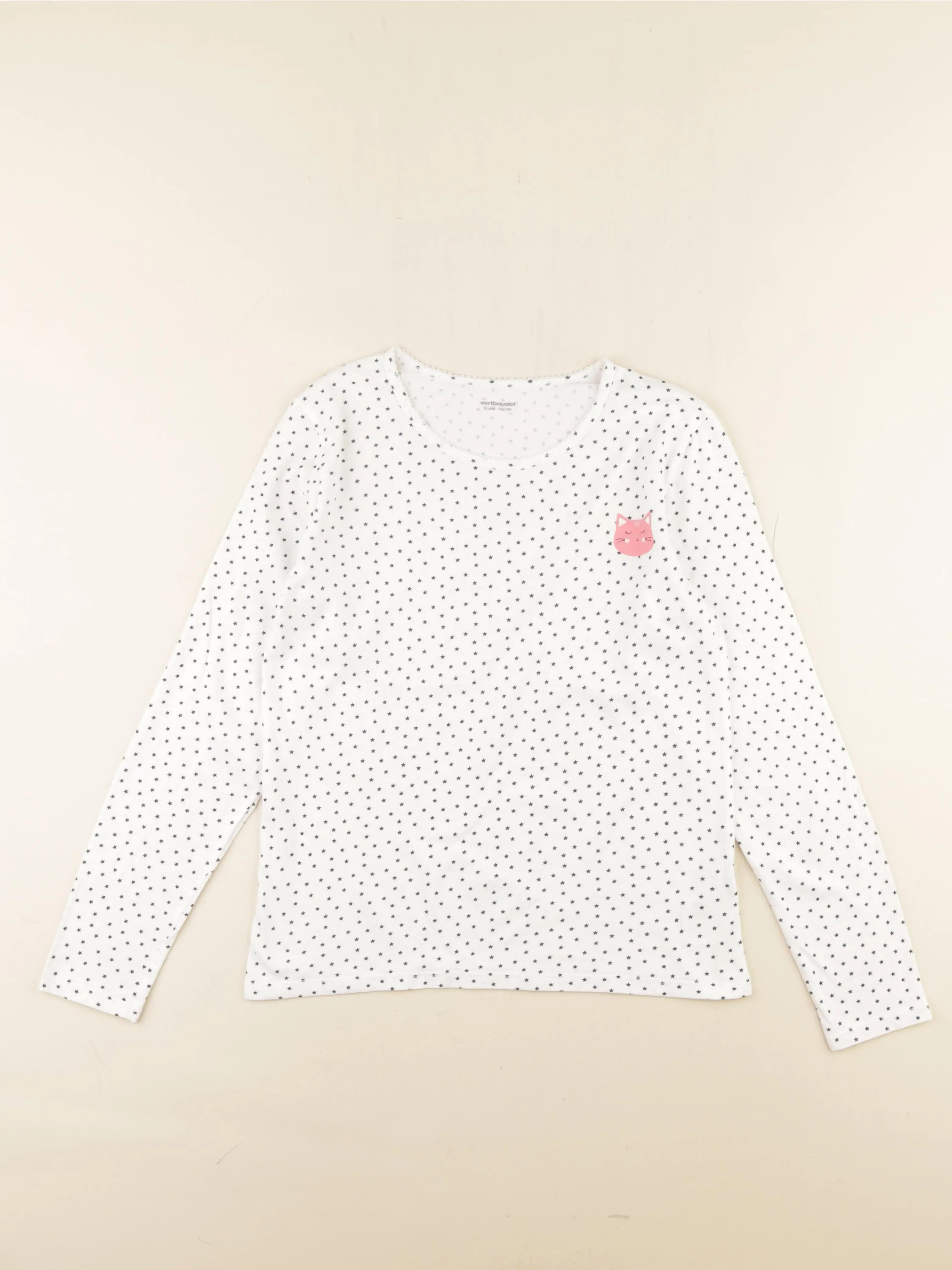Vertbaudet - tee-shirt rose, blanc - 12 ans