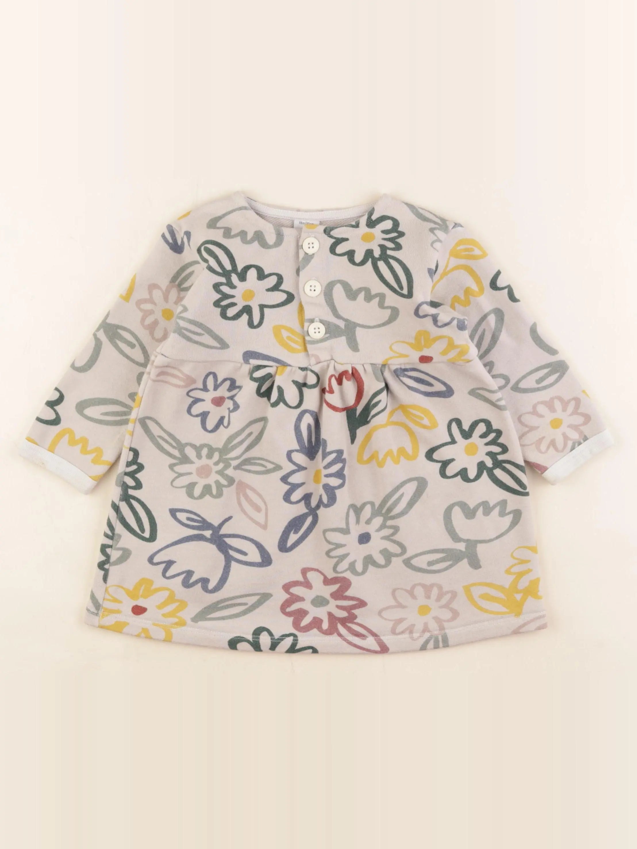 Petit Bateau - robe gris, multicolore - 18 mois