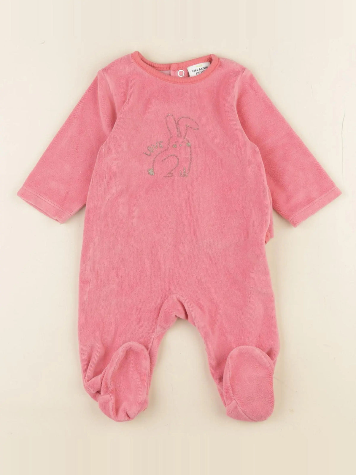 Tape à l'oeil - pyjama velours rose - 3 mois