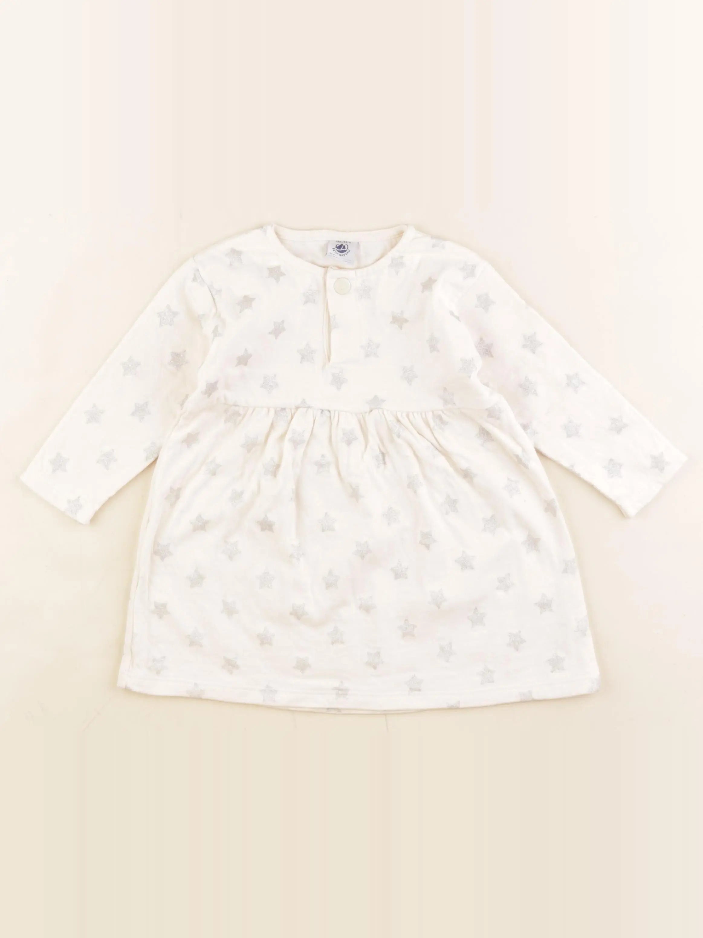 Petit Bateau - robe blanc, argent - 18 mois