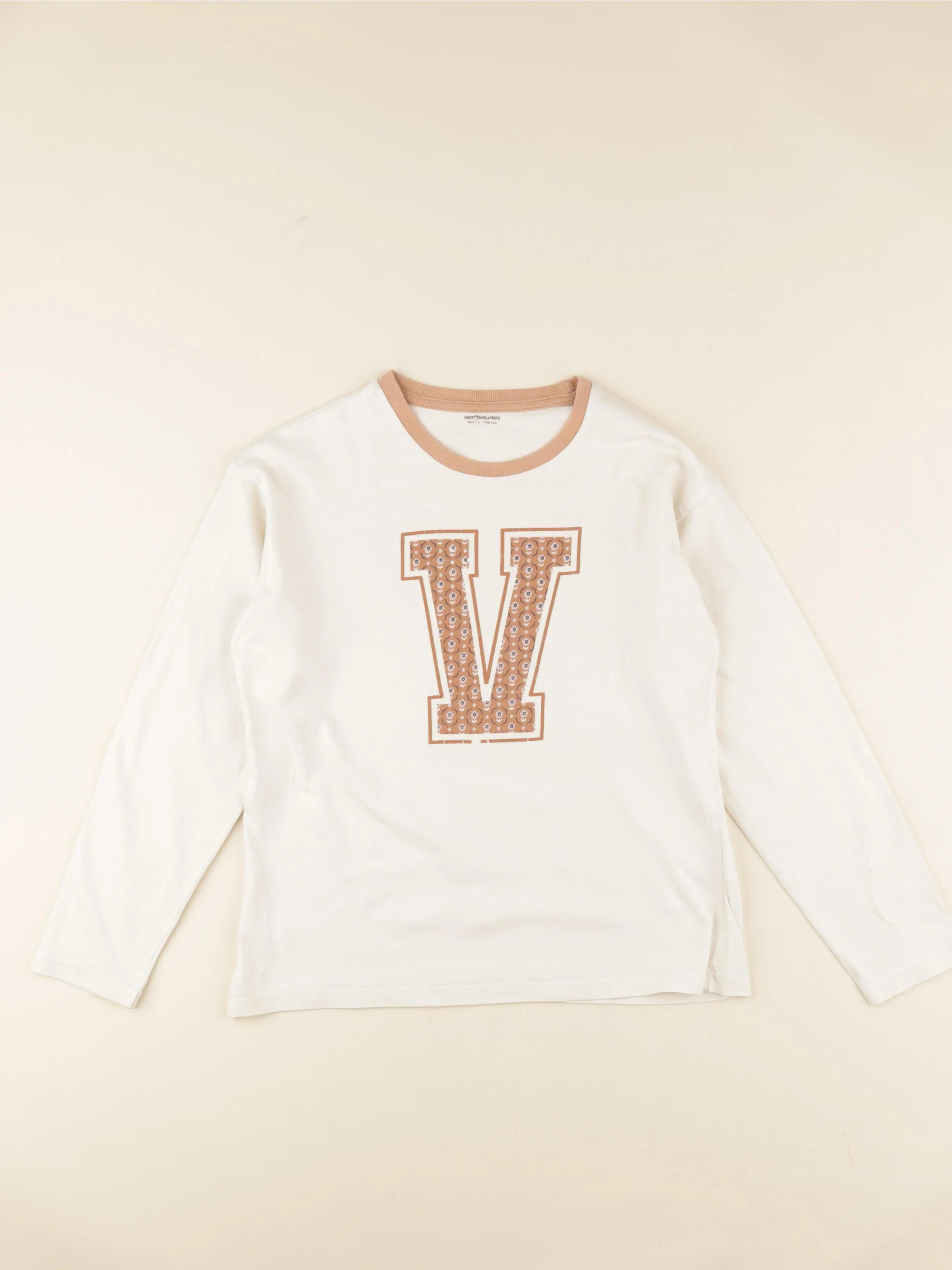Vertbaudet - tee-shirt beige - 10 ans