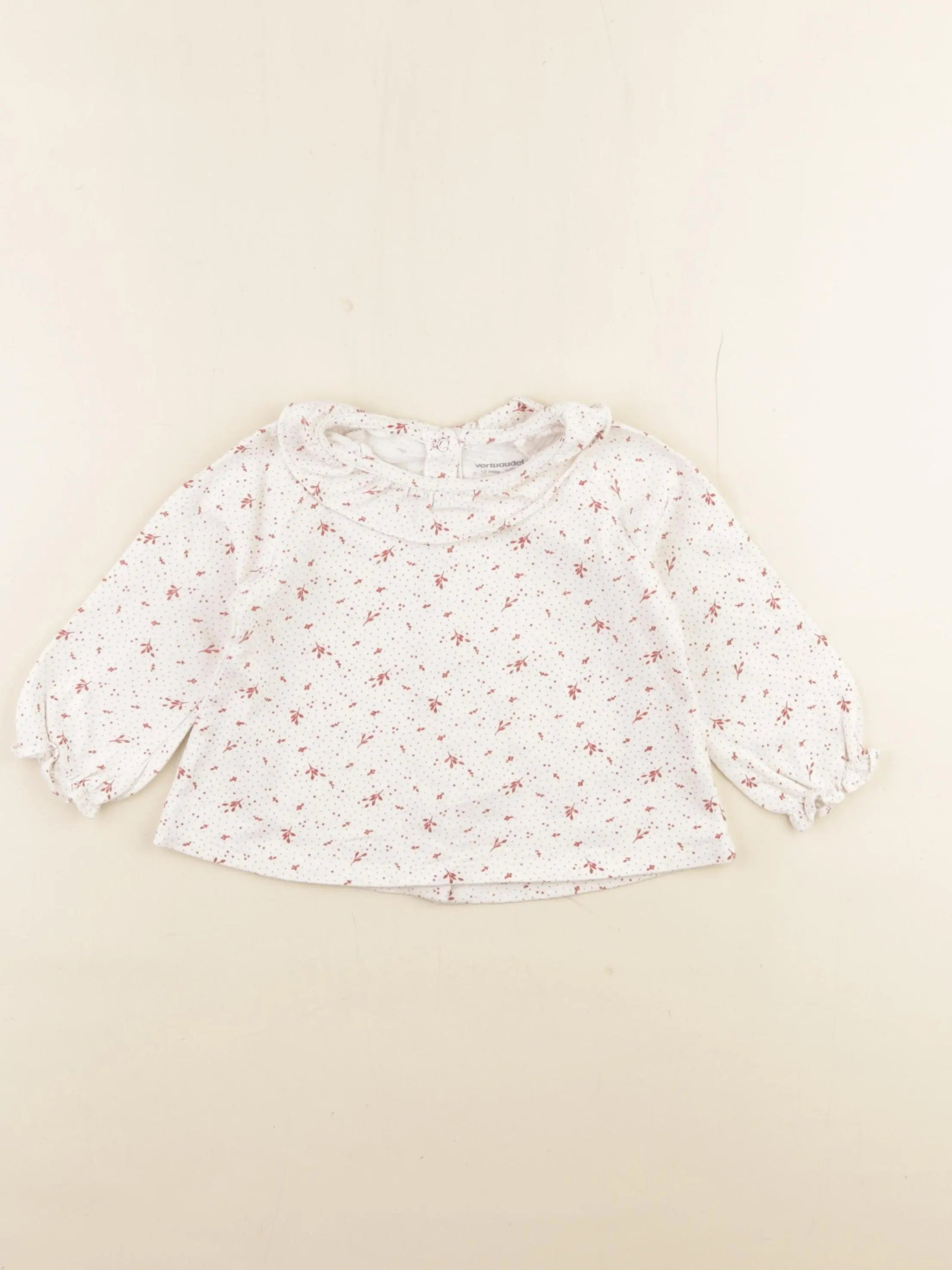 Vertbaudet - tee-shirt blanc, rose - 12 mois