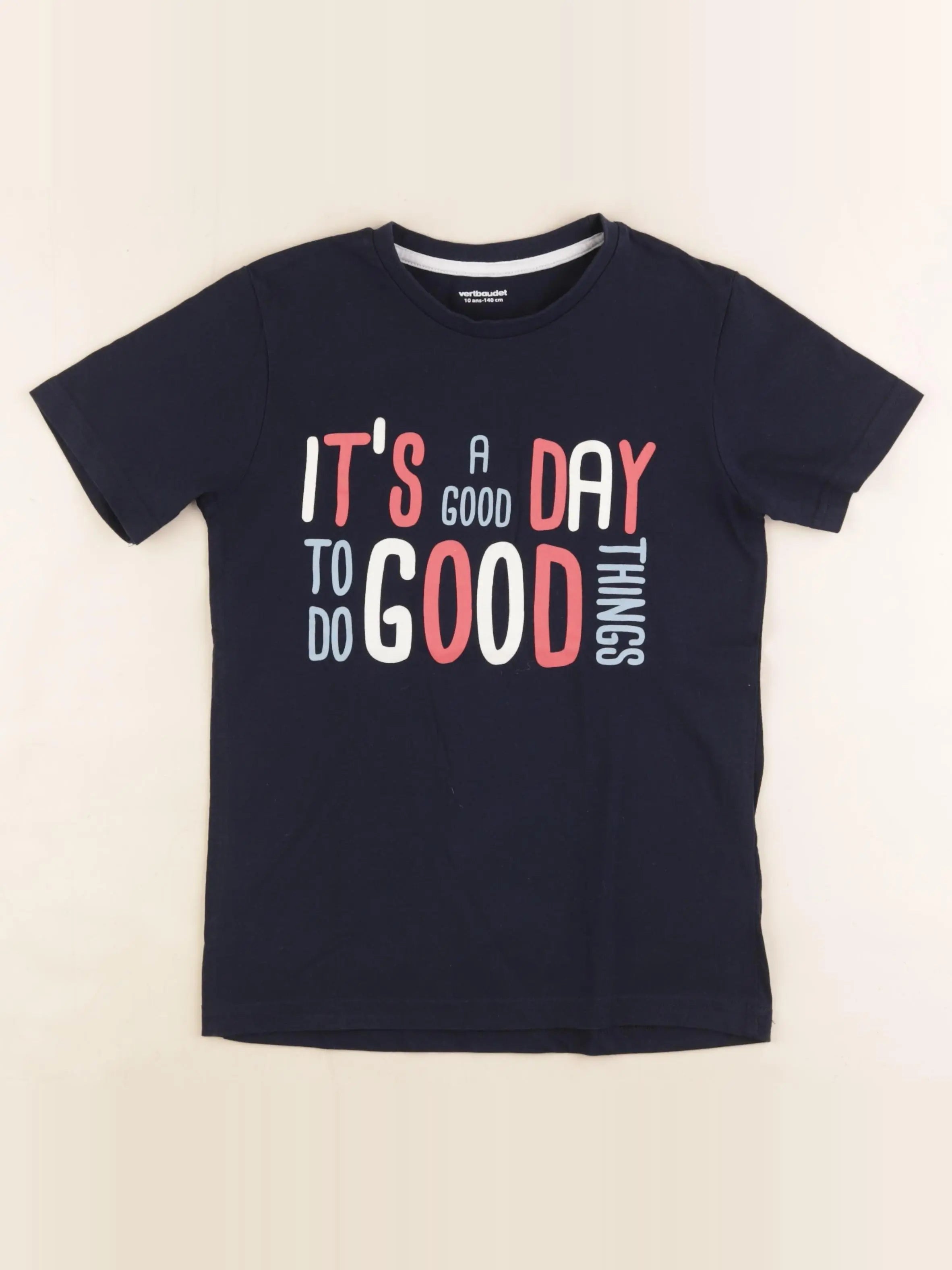 Vertbaudet - tee-shirt bleu - 10 ans