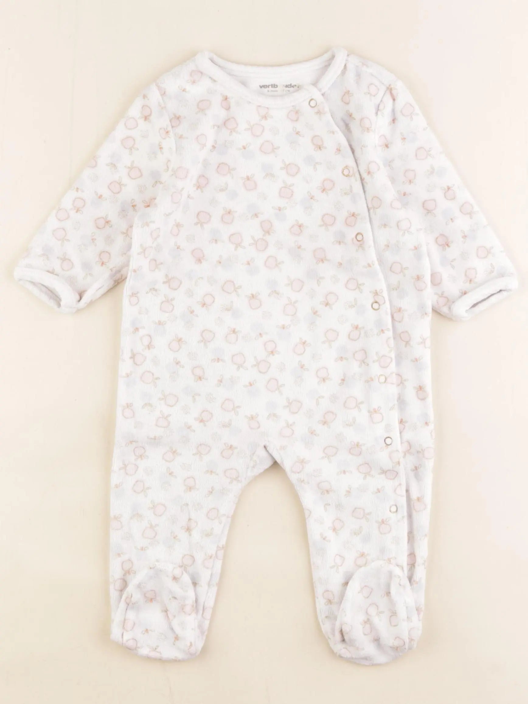 Vertbaudet - pyjama velours blanc - 6 mois