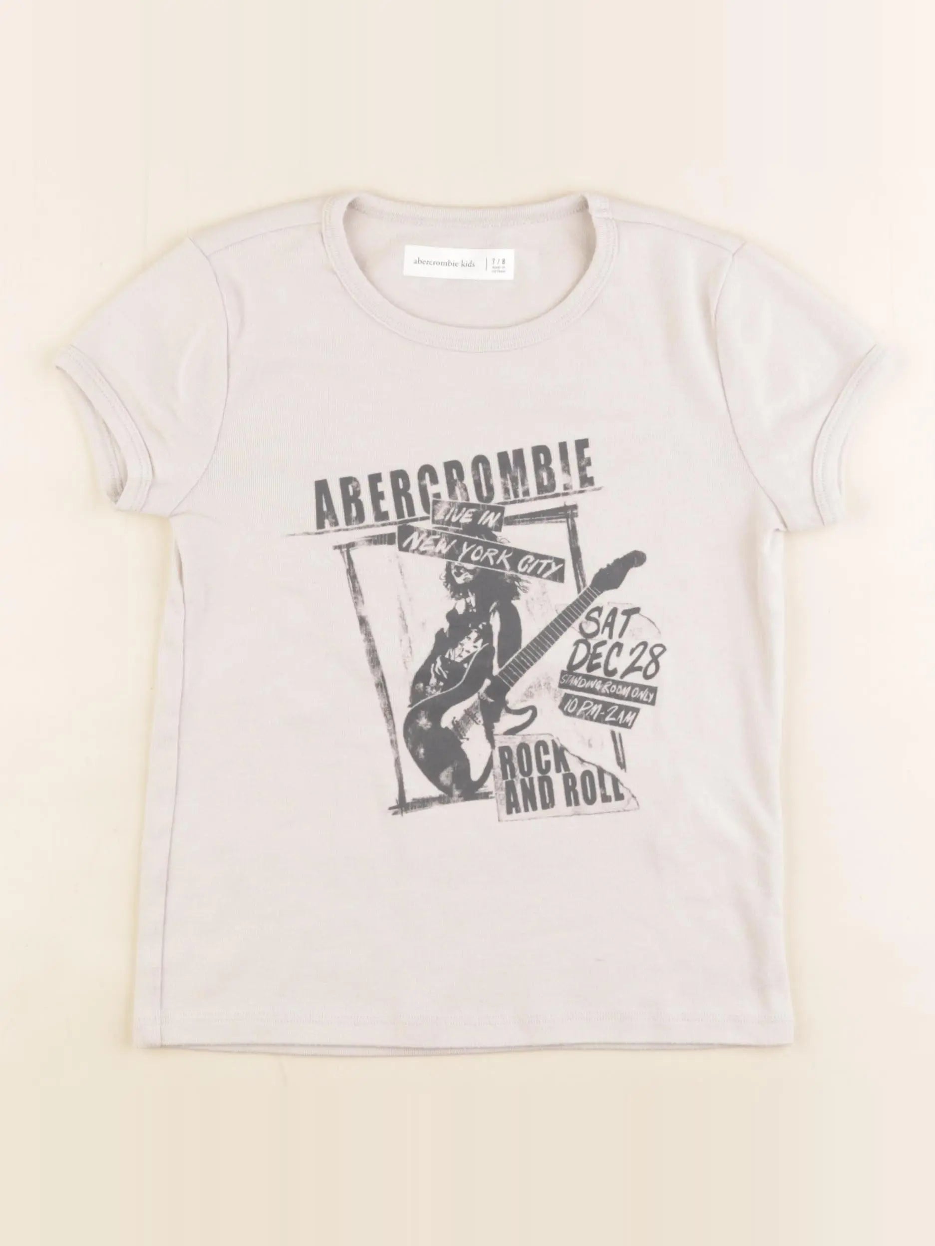 Abercrombie - tee-shirt beige - 7/8 ans