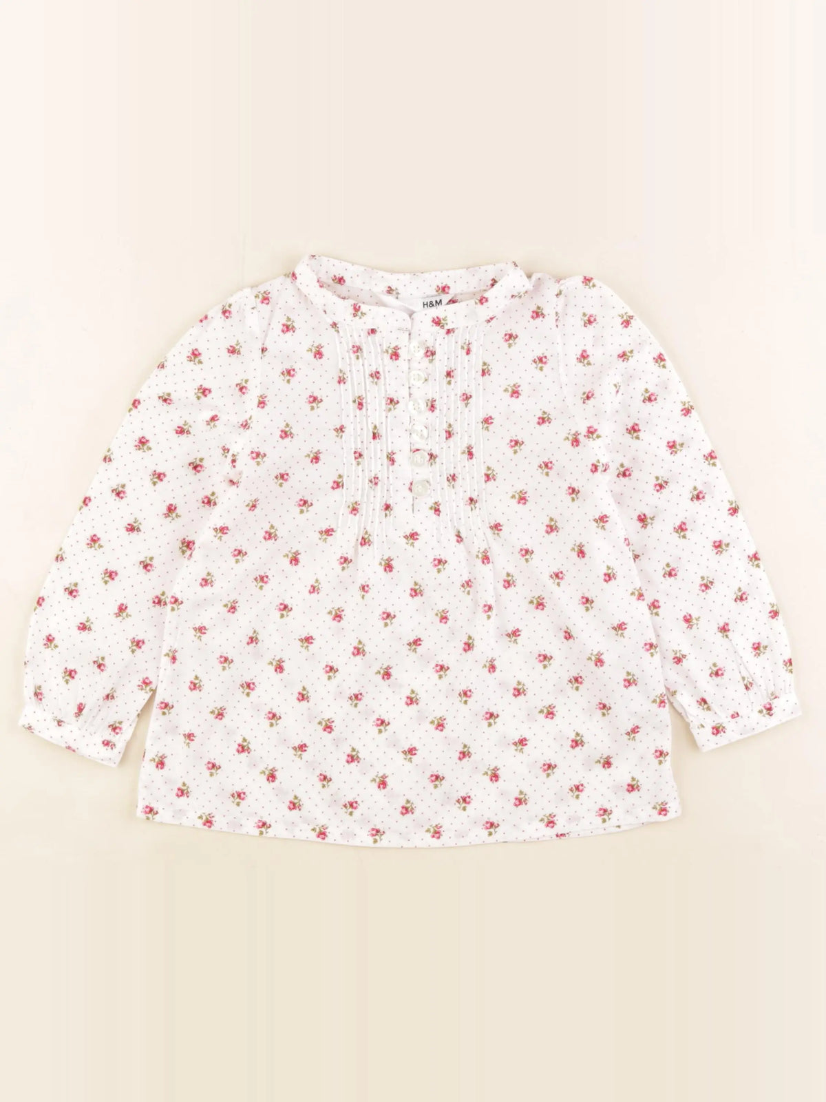 H&M - blouse blanc, rose - 18/24 mois