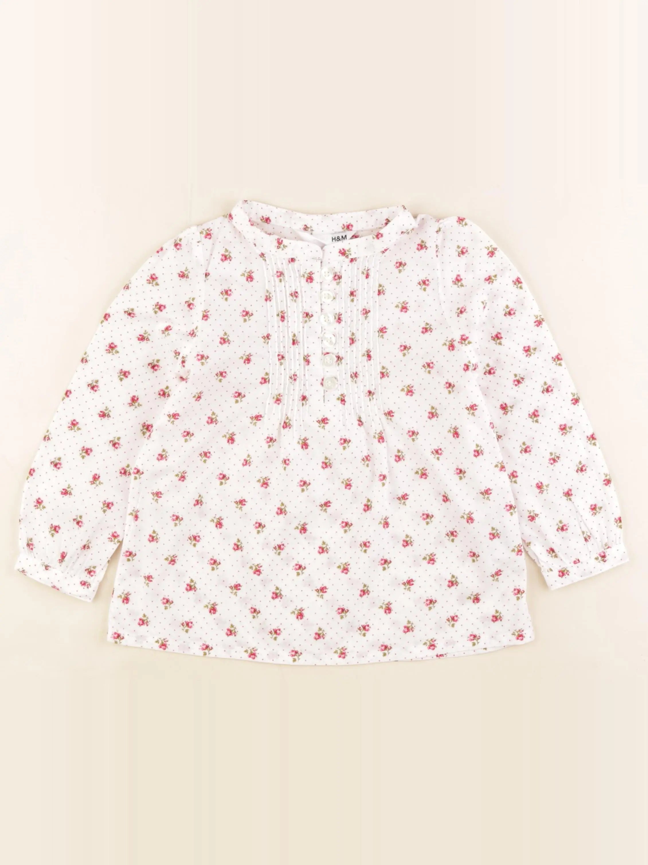 H&M - blouse blanc, rose - 18/24 mois