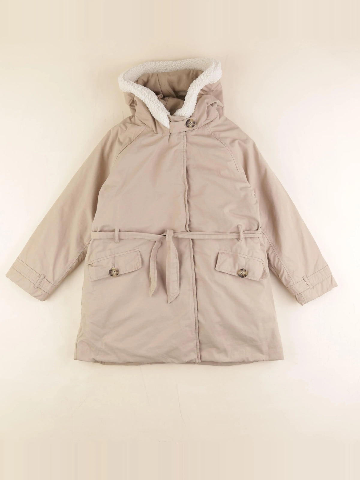 Vertbaudet - parka doublure amovible beige - 10 ans