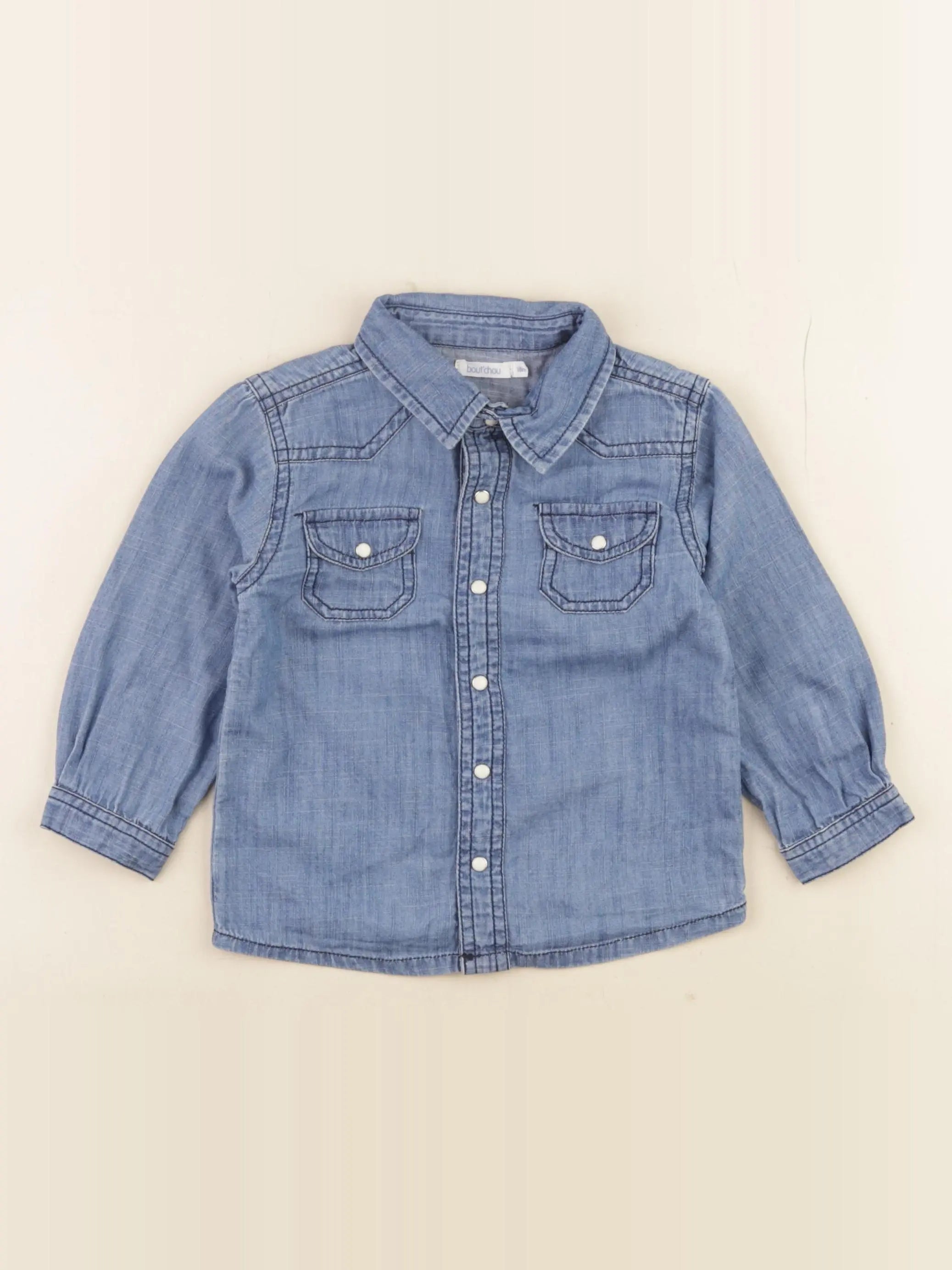 Boutchou - chemise bleu - 18 mois