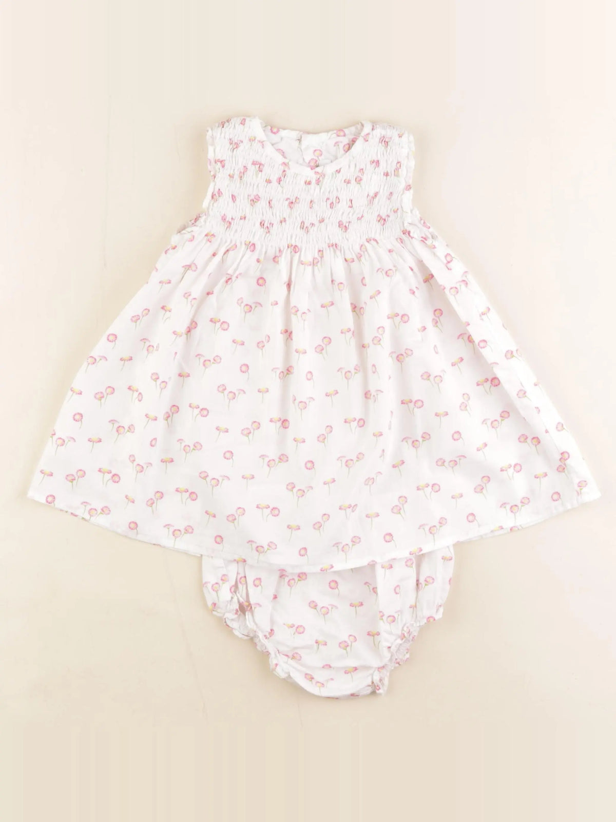 Jacadi - robe blanc, rose - 6 mois