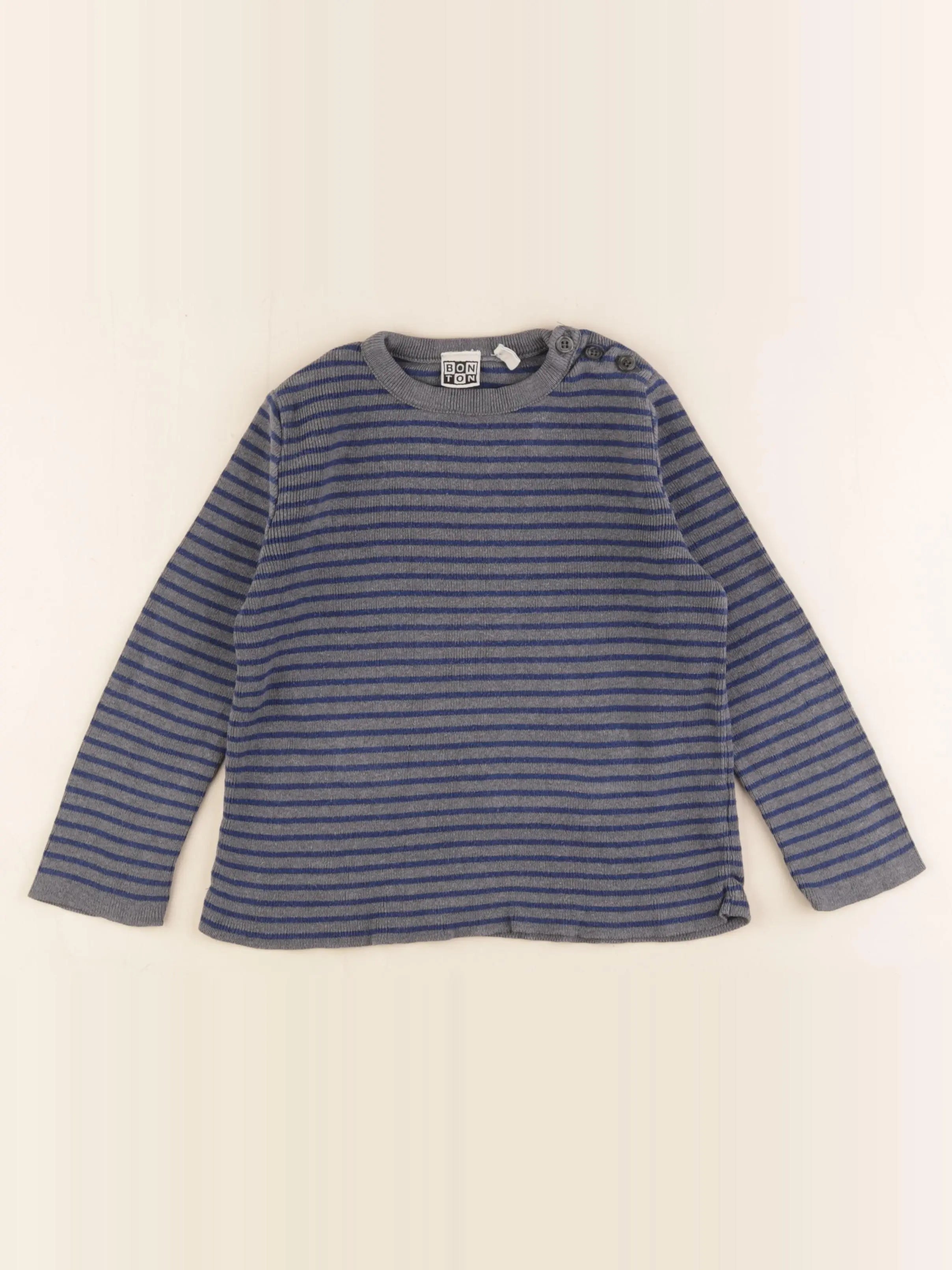 Bonton - tee-shirt gris, bleu - 6 ans