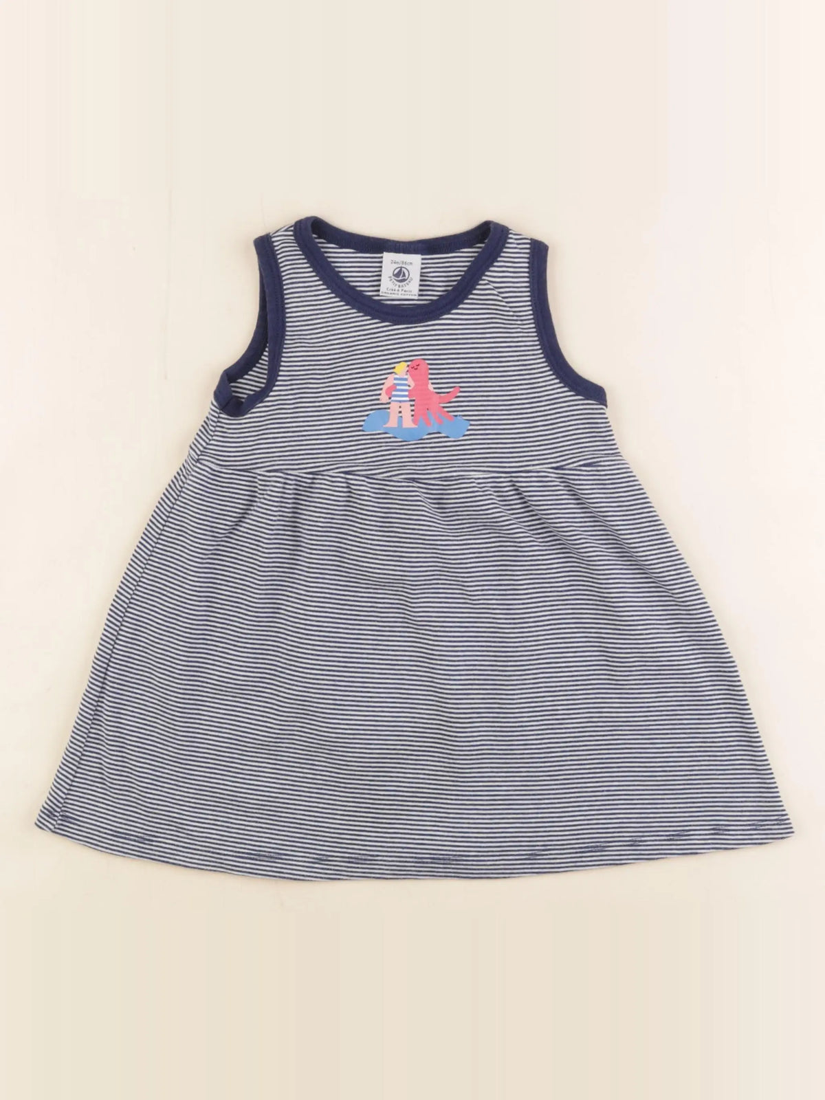 Petit Bateau - robe bleu - 24 mois
