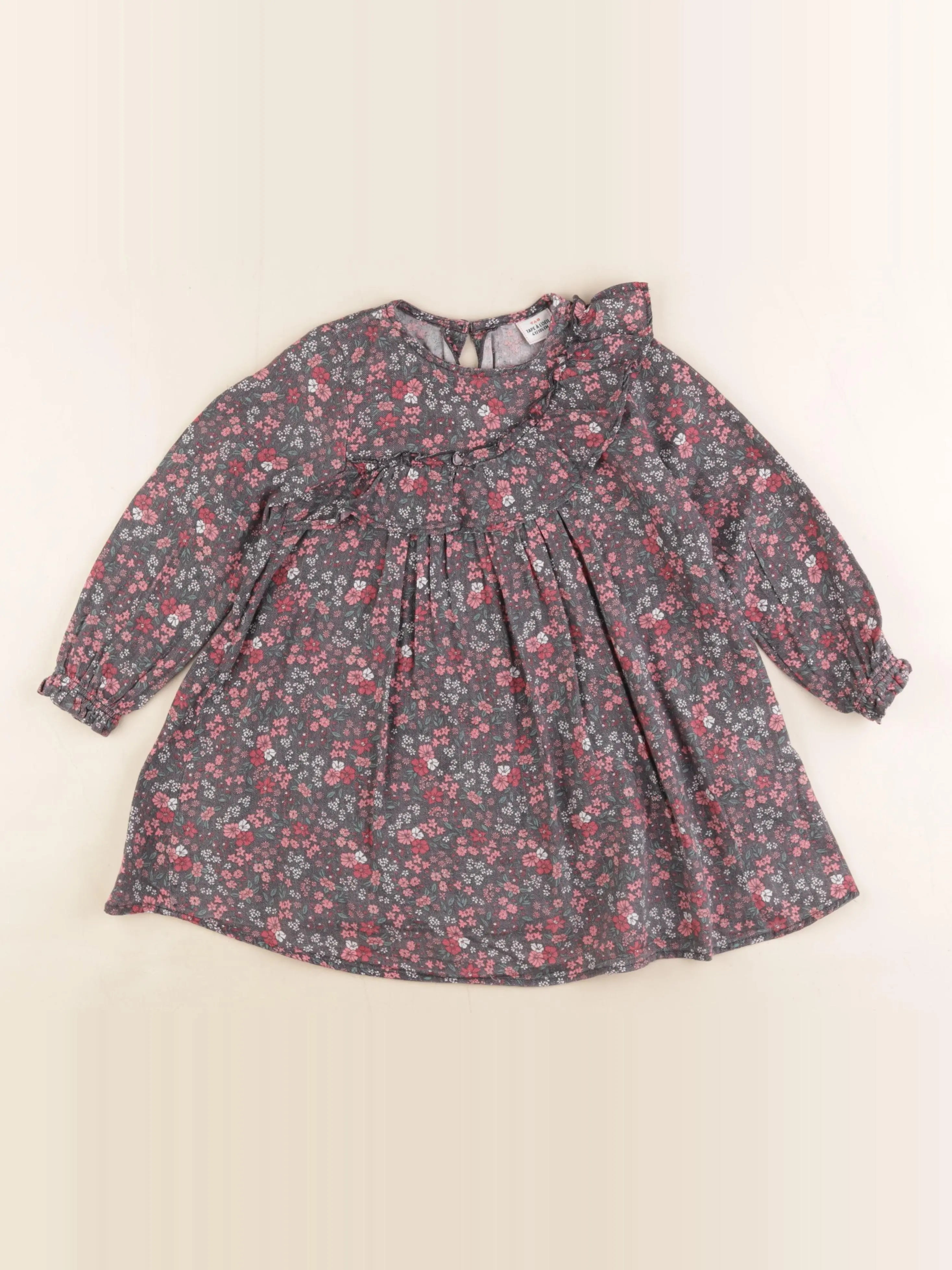 Tape à l'oeil - robe gris, rose - 4 ans